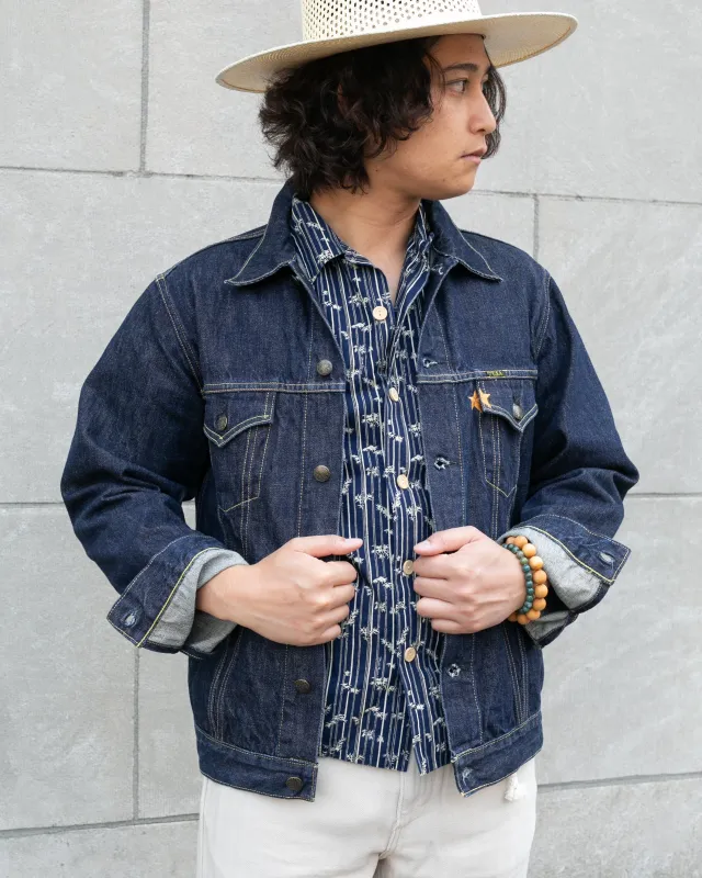 Japanese Repro, Type III Denim Jacket, Sugar Cane Brand, Denim with Embroidered Star sold by Kiriko