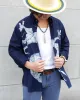 Japanese Repro, Indigo Button up Shirt, Gaijin Made Brand, Indigo with Dragon sold by Kiriko