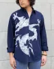 Japanese Repro, Indigo Button up Shirt, Gaijin Made Brand, Indigo with Dragon sold by Kiriko