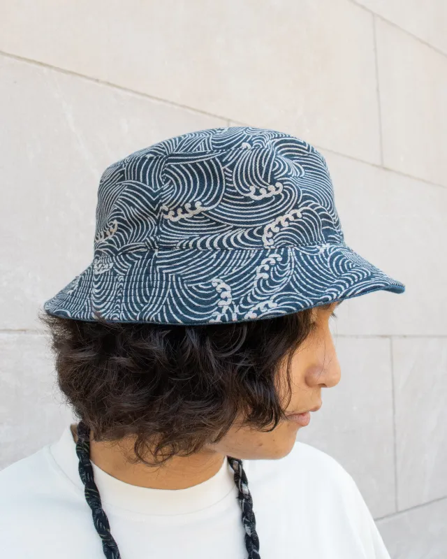 Kiriko Original Indigo Bucket Hat, Reversible, Nami Denim sold by Kiriko