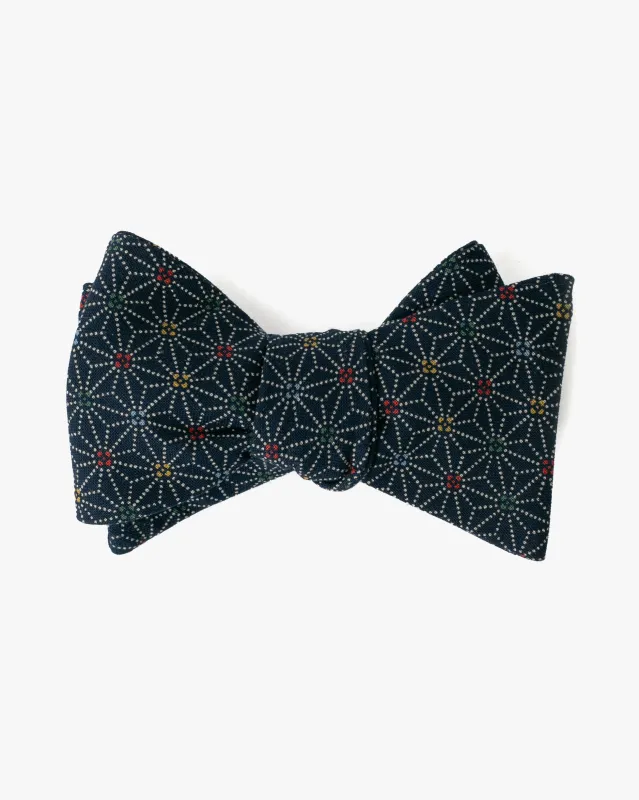 Kiriko Original Bow Tie, Indigo Small Asanoha made by Kiriko