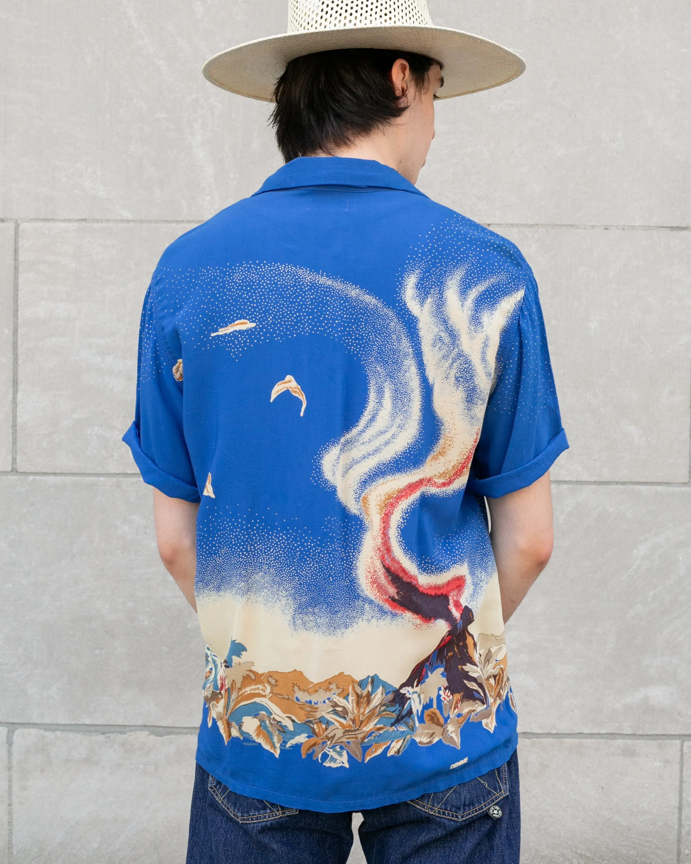 Japanese Repro, Short Sleeve Aloha Shirt, Denime Brand, Blue Volcano - L sold by Kiriko product image thumbnail 2