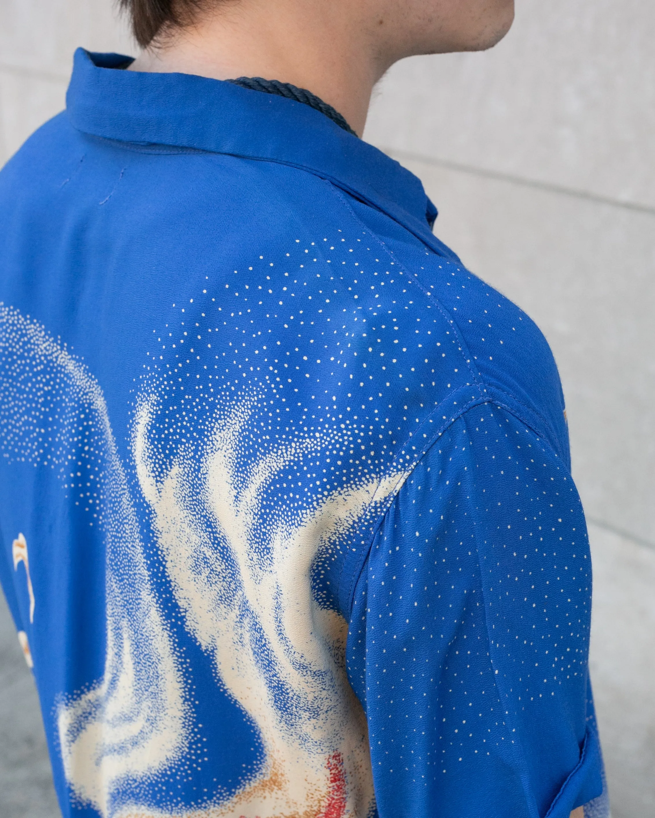 Japanese Repro, Short Sleeve Aloha Shirt, Denime Brand, Blue Volcano - L sold by Kiriko product image thumbnail 4