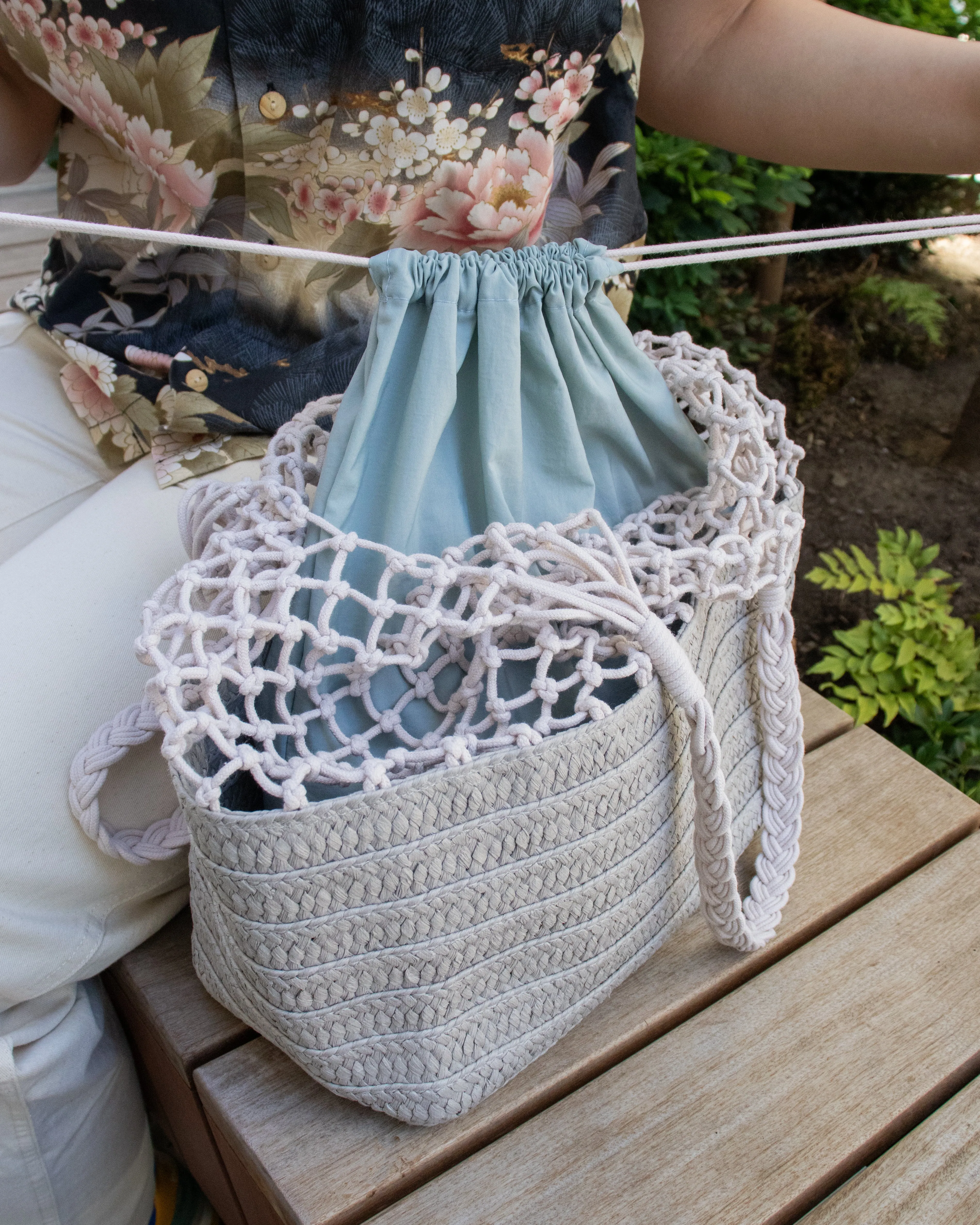 Trellis Tote Bag, Bisque, Gray sold by Kiriko product image thumbnail 3