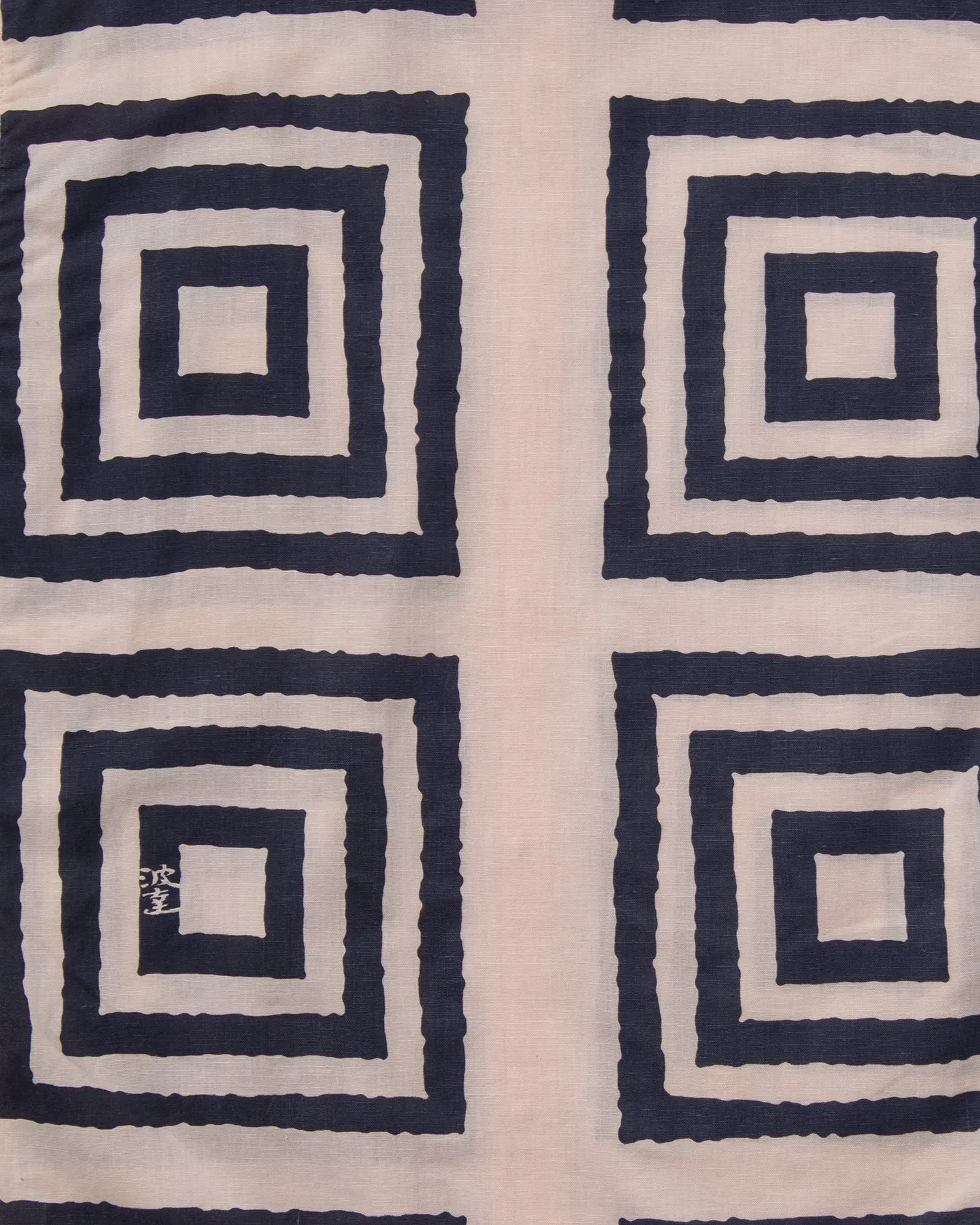 Japanese Repro, Short Sleeve Aloha Shirt, Coral Tint with Navy Square Shapes sold by Kiriko product image thumbnail 5