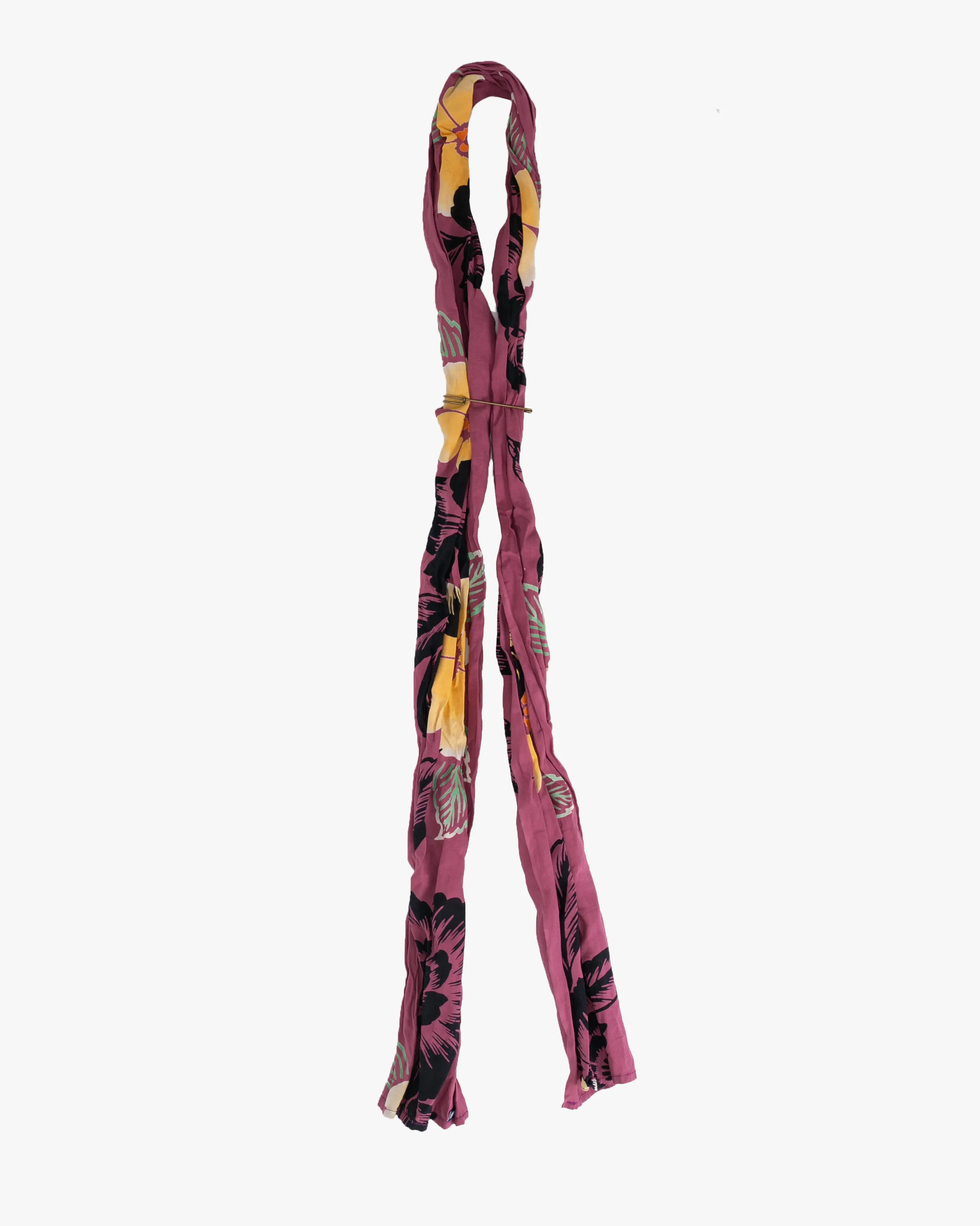 Kiriko Original Scarf, Kiji, Yukata, Shima Magenta with Light Orange and Black Flowers sold by Kiriko product image thumbnail 4