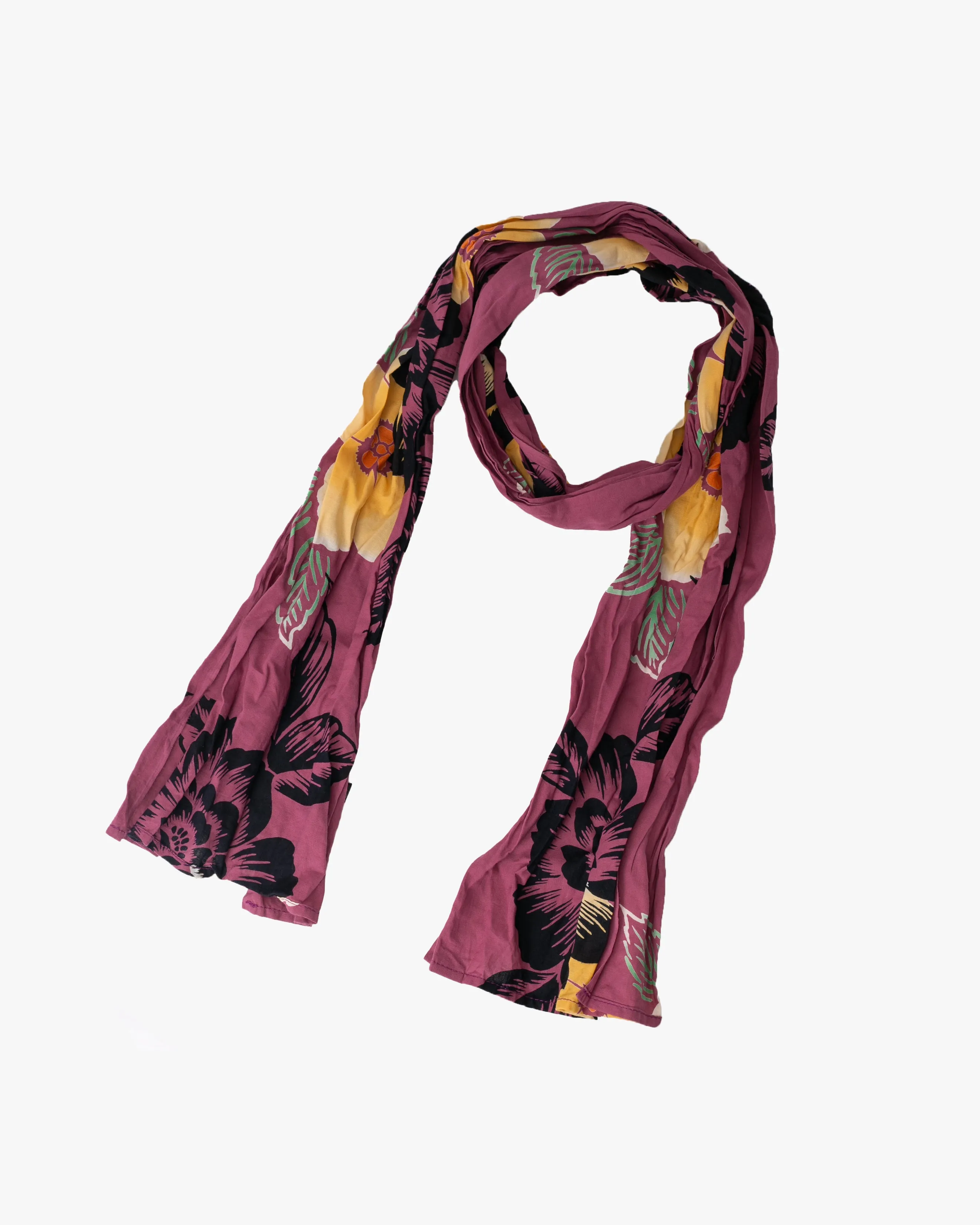 Kiriko Original Scarf, Kiji, Yukata, Shima Magenta with Light Orange and Black Flowers sold by Kiriko product image thumbnail 3