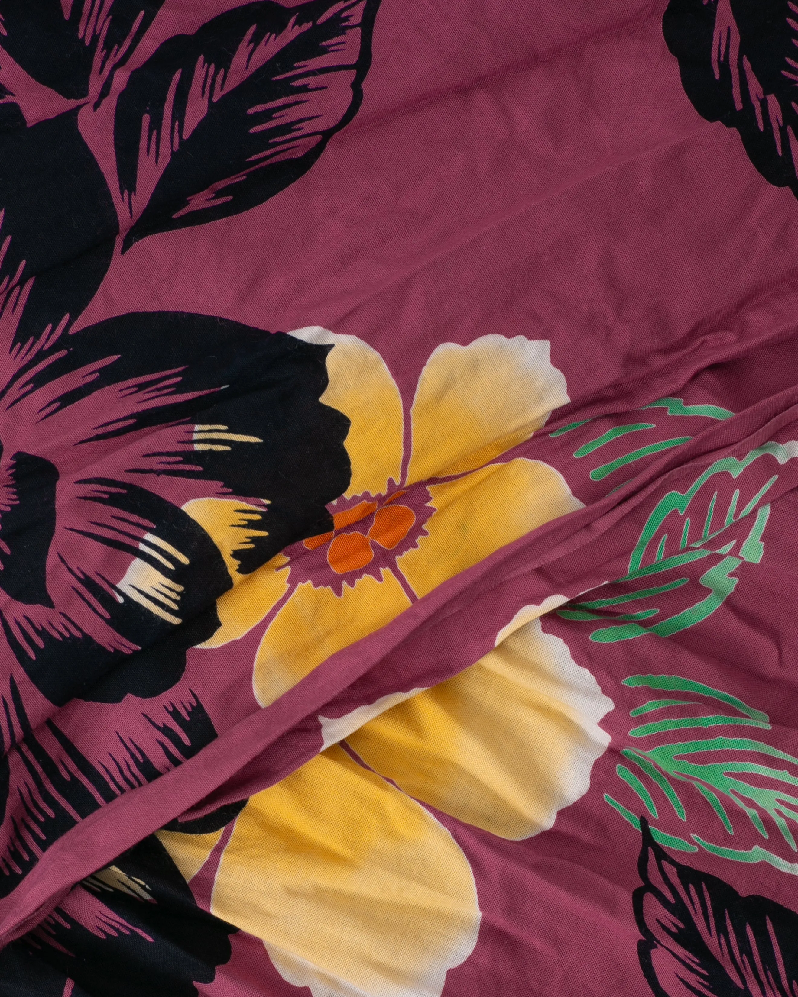 Kiriko Original Scarf, Kiji, Yukata, Shima Magenta with Light Orange and Black Flowers sold by Kiriko product image thumbnail 5