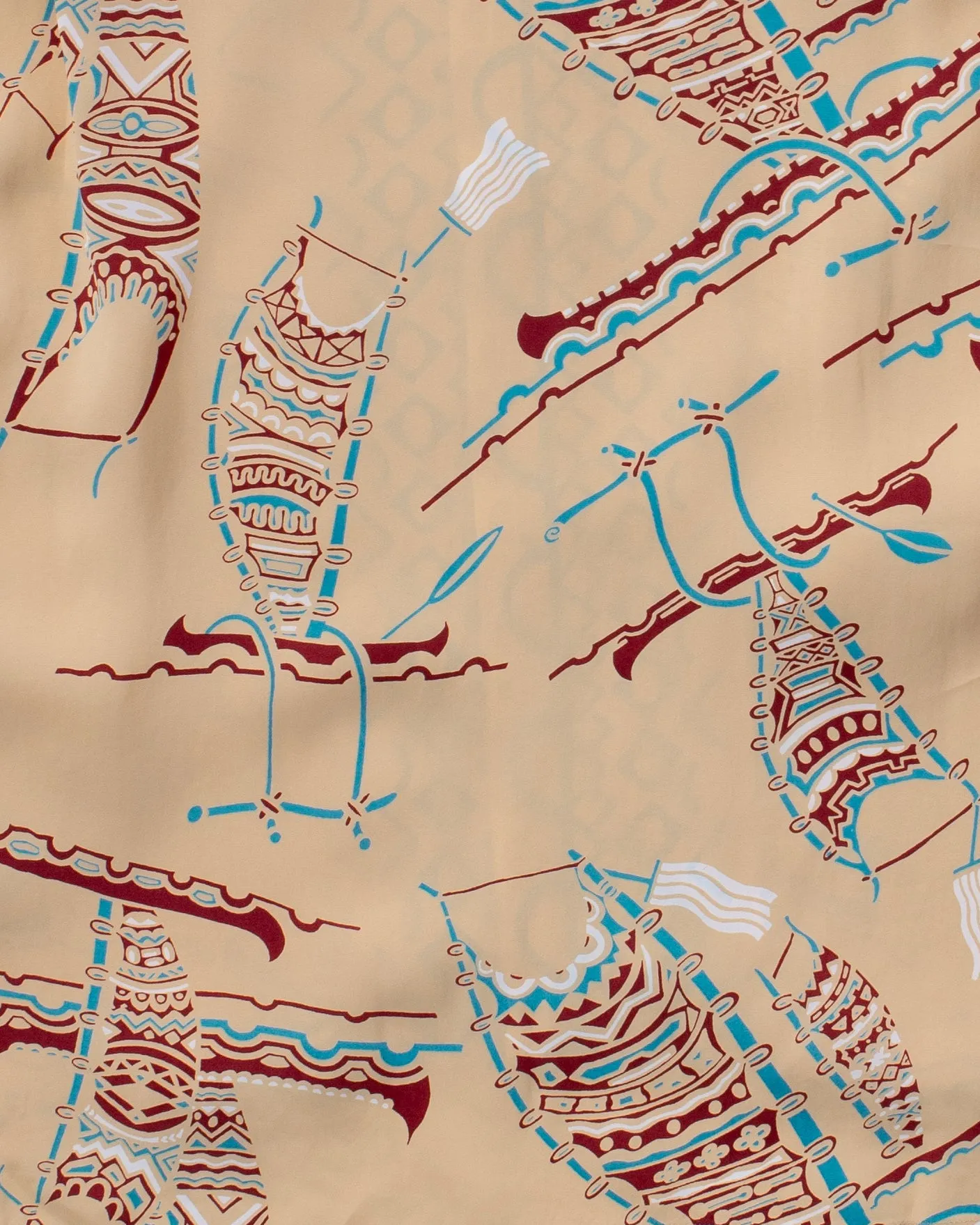 Japanese Repro, Long Sleeve Aloha Shirt, Sun Surf Brand, Khaki with Tribal Accents sold by Kiriko product image thumbnail 5