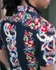 Japanese Repro, Short Sleeve Aloha Shirt, Houston Co. Brand, Black Shima with Red and Yellow Floral sold by Kiriko