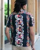 Japanese Repro, Short Sleeve Aloha Shirt, Houston Co. Brand, Black Shima with Red and Yellow Floral sold by Kiriko