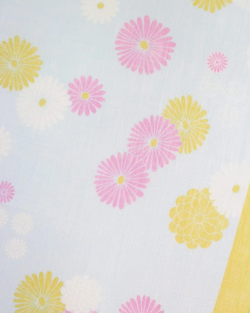 Japanese Handkerchief, Classic, Fushiito, Yellow and Pink Kiku sold by Kiriko product image thumbnail 3