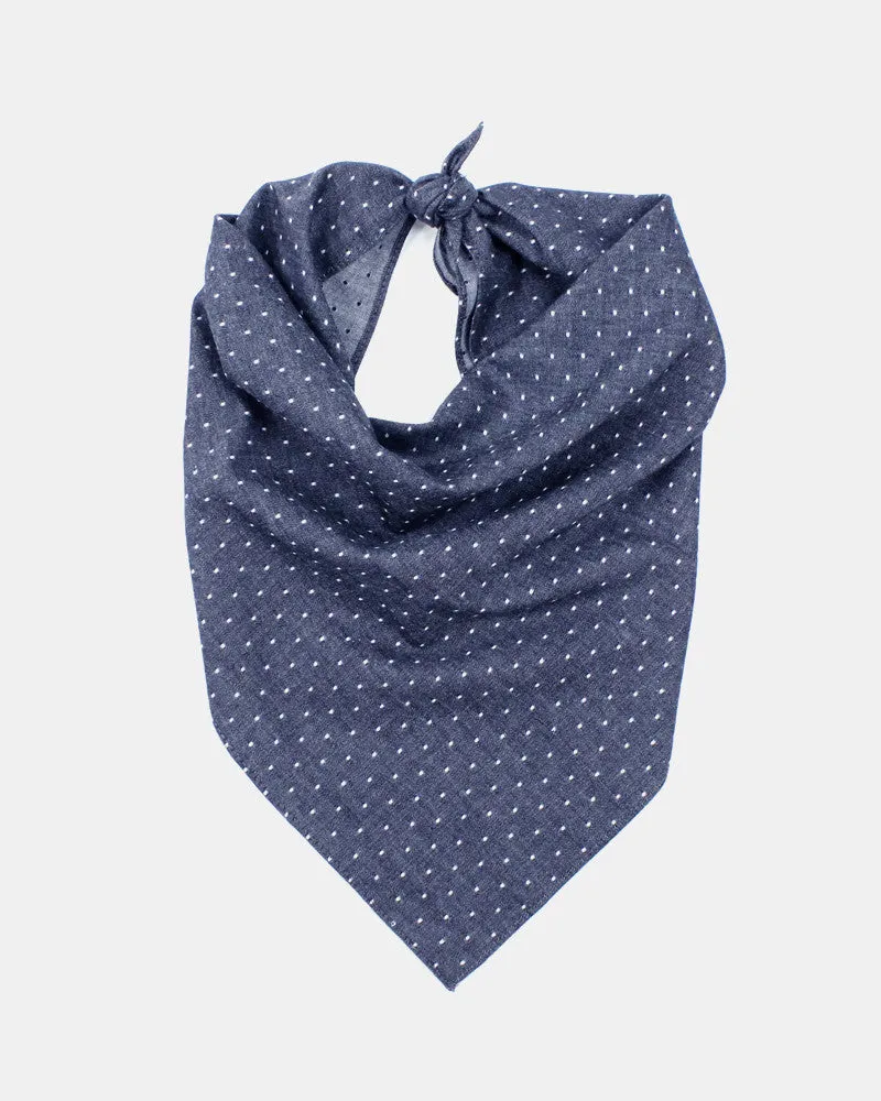 Kiriko Original Bandana, Classic, Chambray Indigo Dot sold by Kiriko