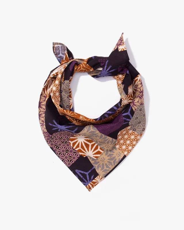 Kiriko Original Bandana, Classic, Orange and Purple Patchwork Style sold by Kiriko