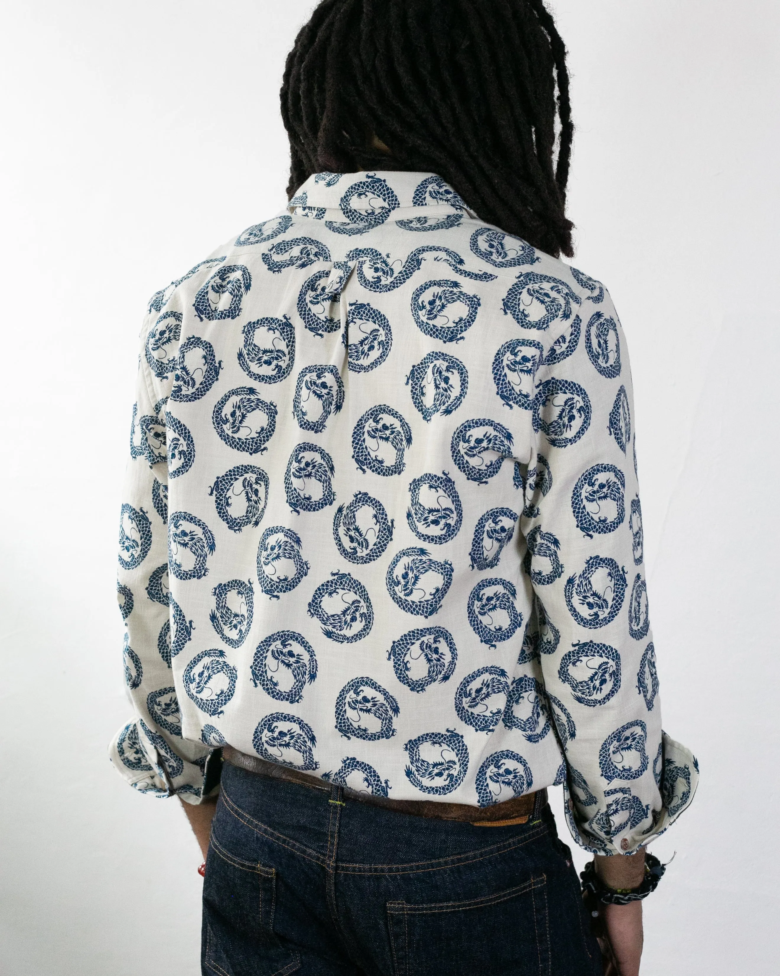 Kiriko Original Shirt, Long Sleeve Button-Up, Cream Dragon sold by Kiriko product image thumbnail 3