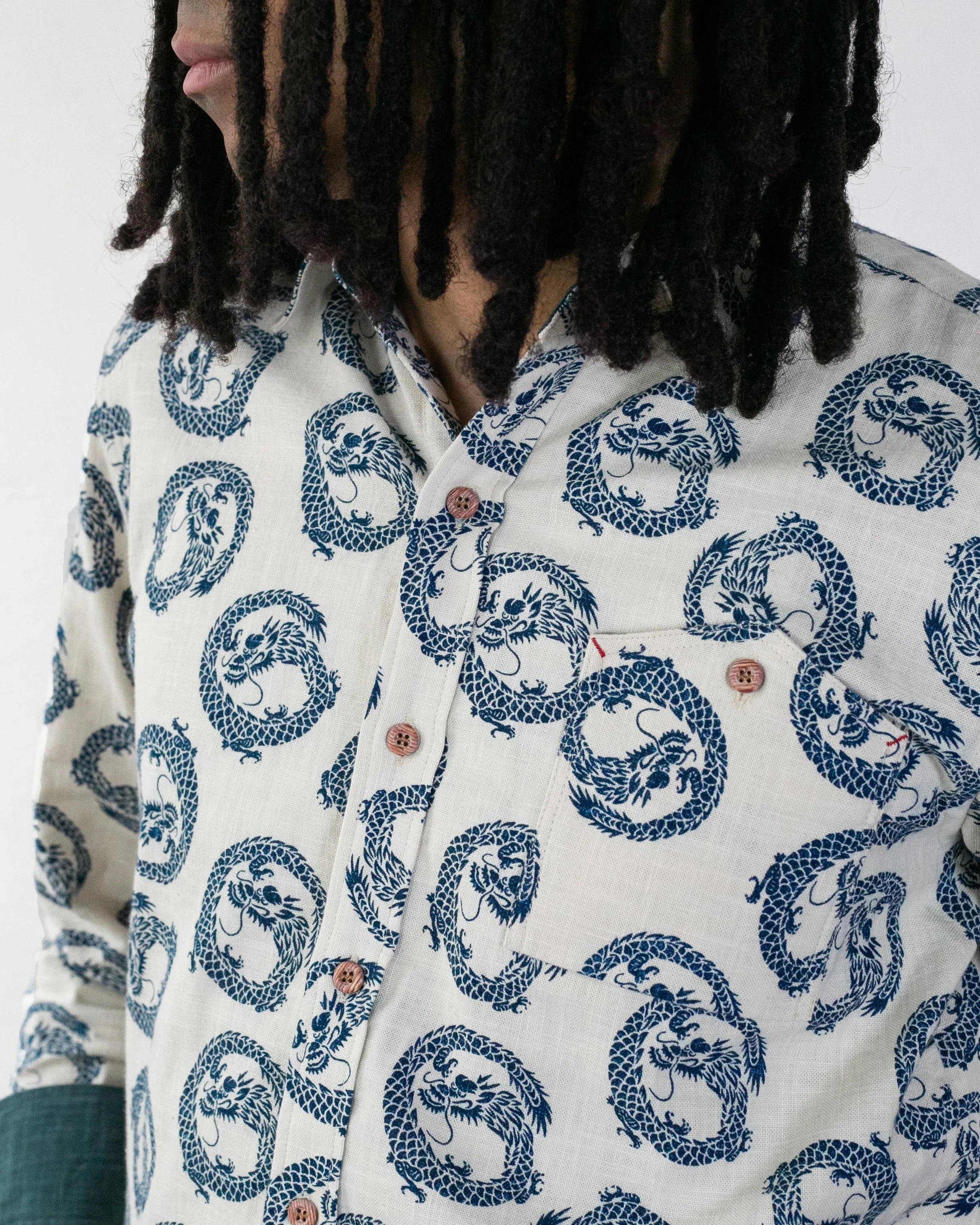 Kiriko Original Shirt, Long Sleeve Button-Up, Cream Dragon sold by Kiriko product image thumbnail 2