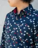 Kiriko Original Shirt, Long Sleeve Button-Up, Indigo Chidori with Red sold by Kiriko