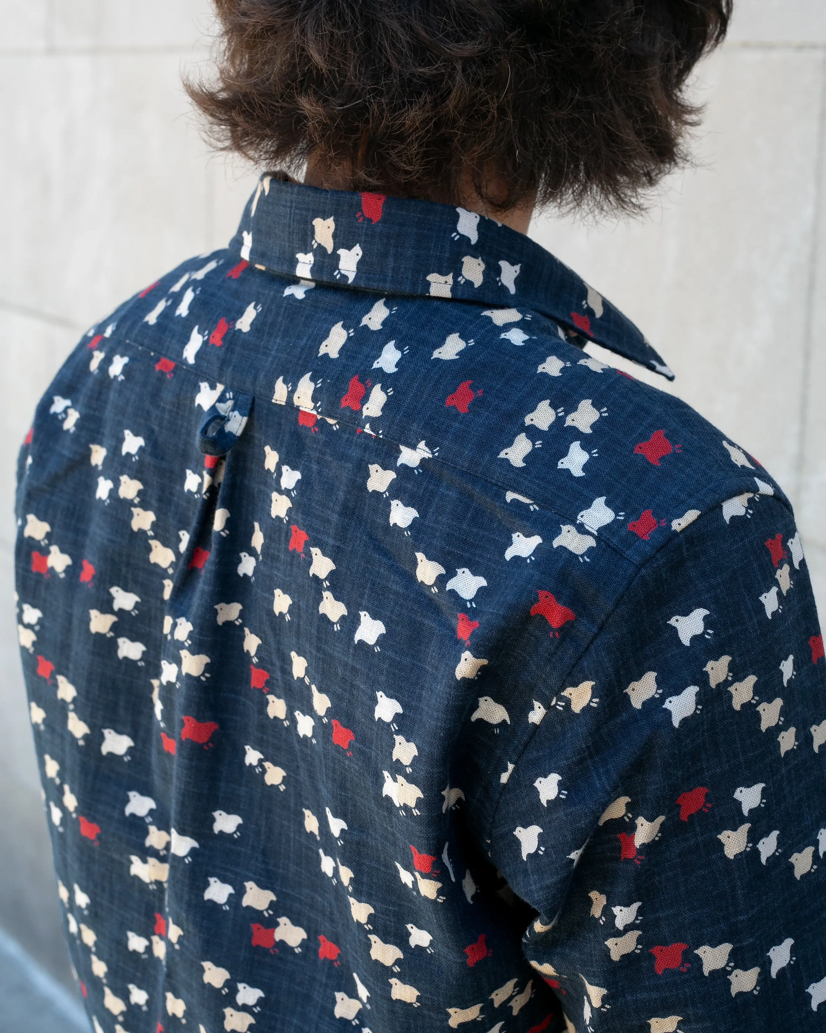 Kiriko Original Shirt, Long Sleeve Button-Up, Indigo Chidori with Red sold by Kiriko product image thumbnail 4