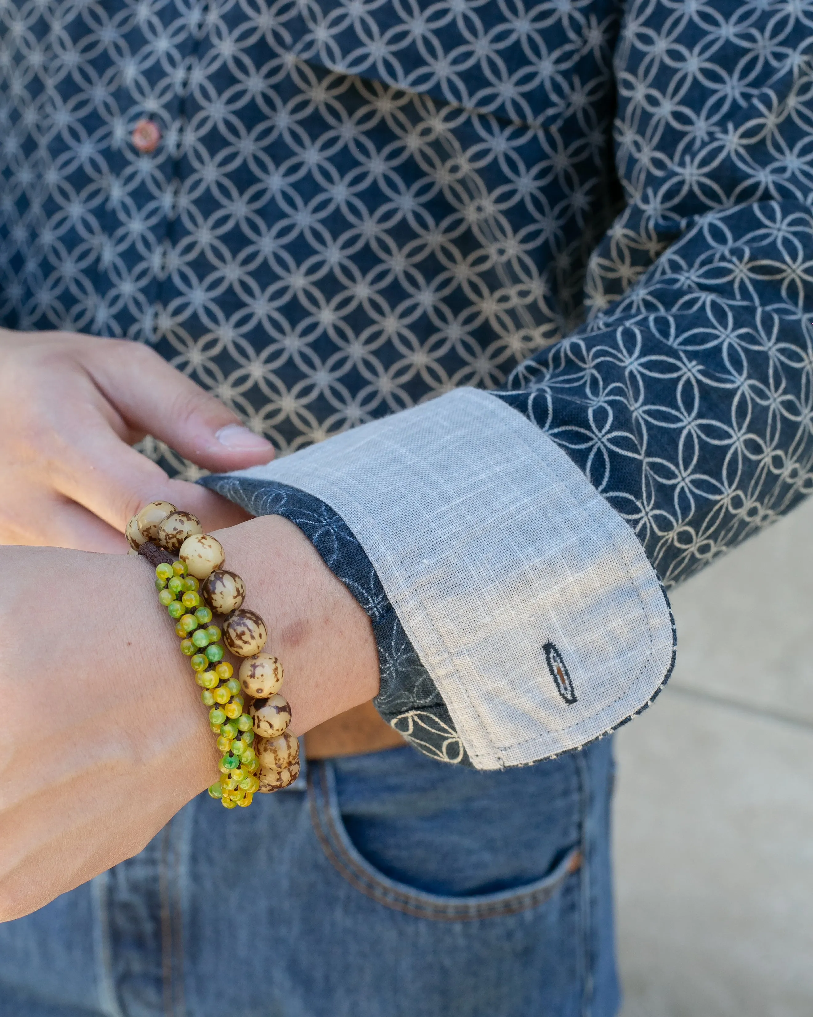 Kiriko Original Shirt, Long Sleeve Button-Up, Indigo Shippou sold by Kiriko product image thumbnail 5