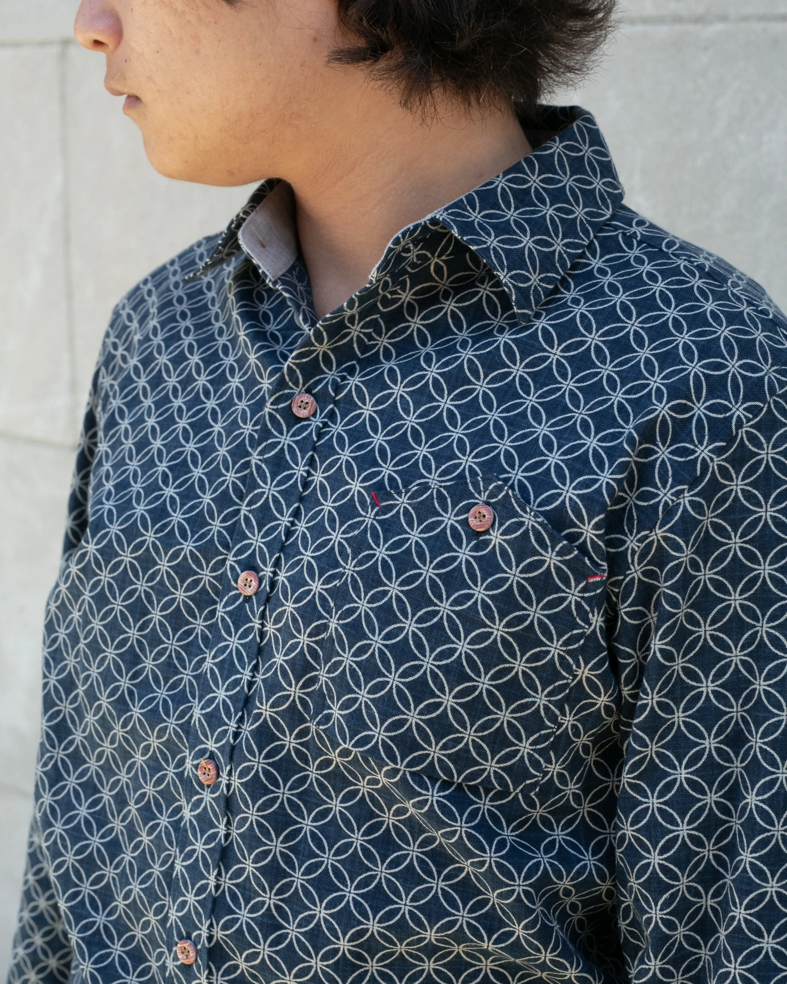 Kiriko Original Shirt, Long Sleeve Button-Up, Indigo Shippou sold by Kiriko product image thumbnail 3