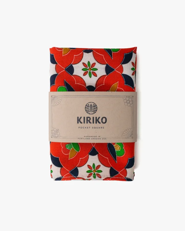 Kiriko Original Pocket Square, Abstract Camelia sold by Kiriko