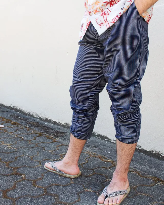ToK Monpe Pants, Men's, Indigo with White Shima sold by Kiriko