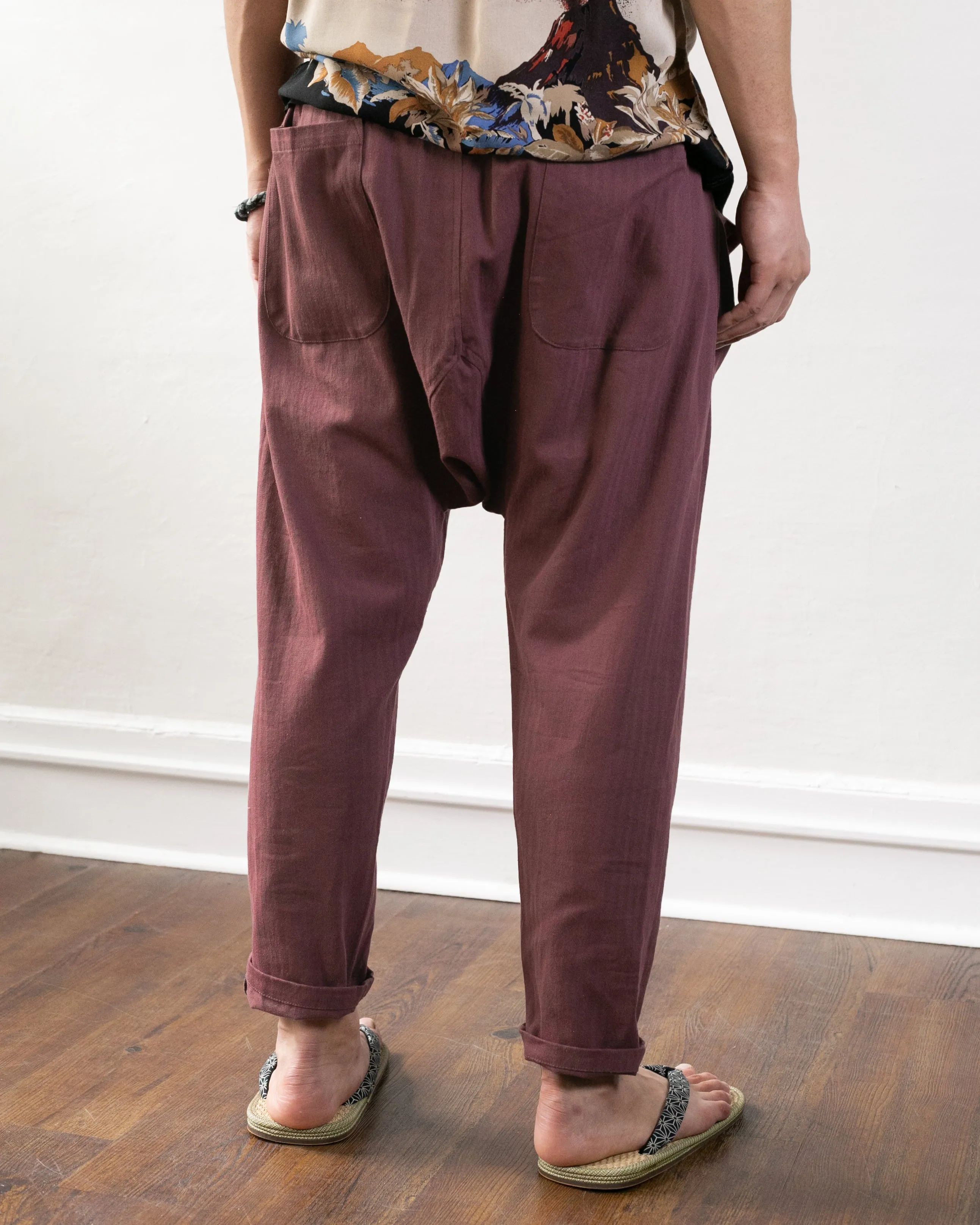 Wa-Modern Momohiki Drawstring Pants- Dark Mauve sold by Kiriko product image thumbnail 3