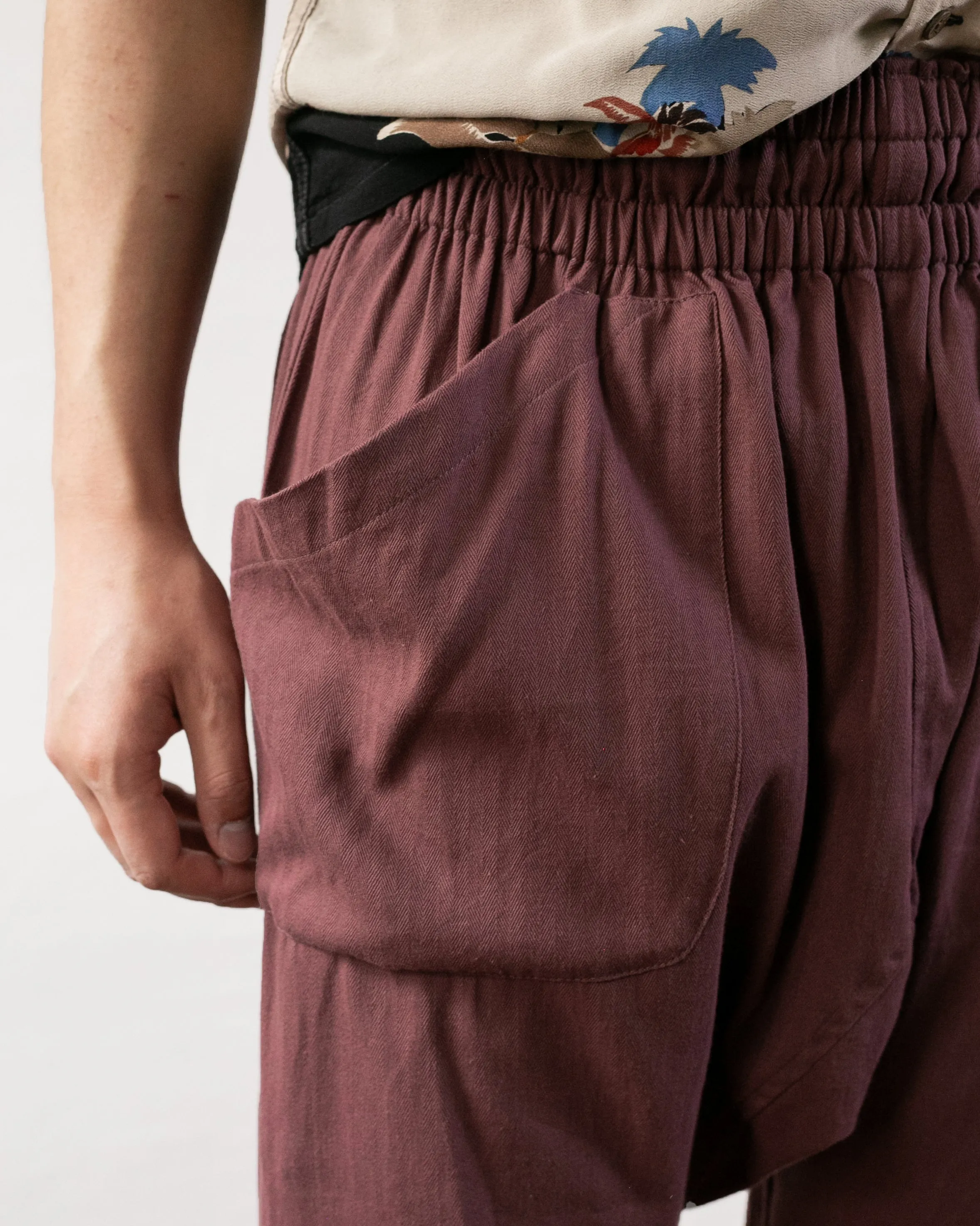Wa-Modern Momohiki Drawstring Pants- Dark Mauve sold by Kiriko product image thumbnail 2