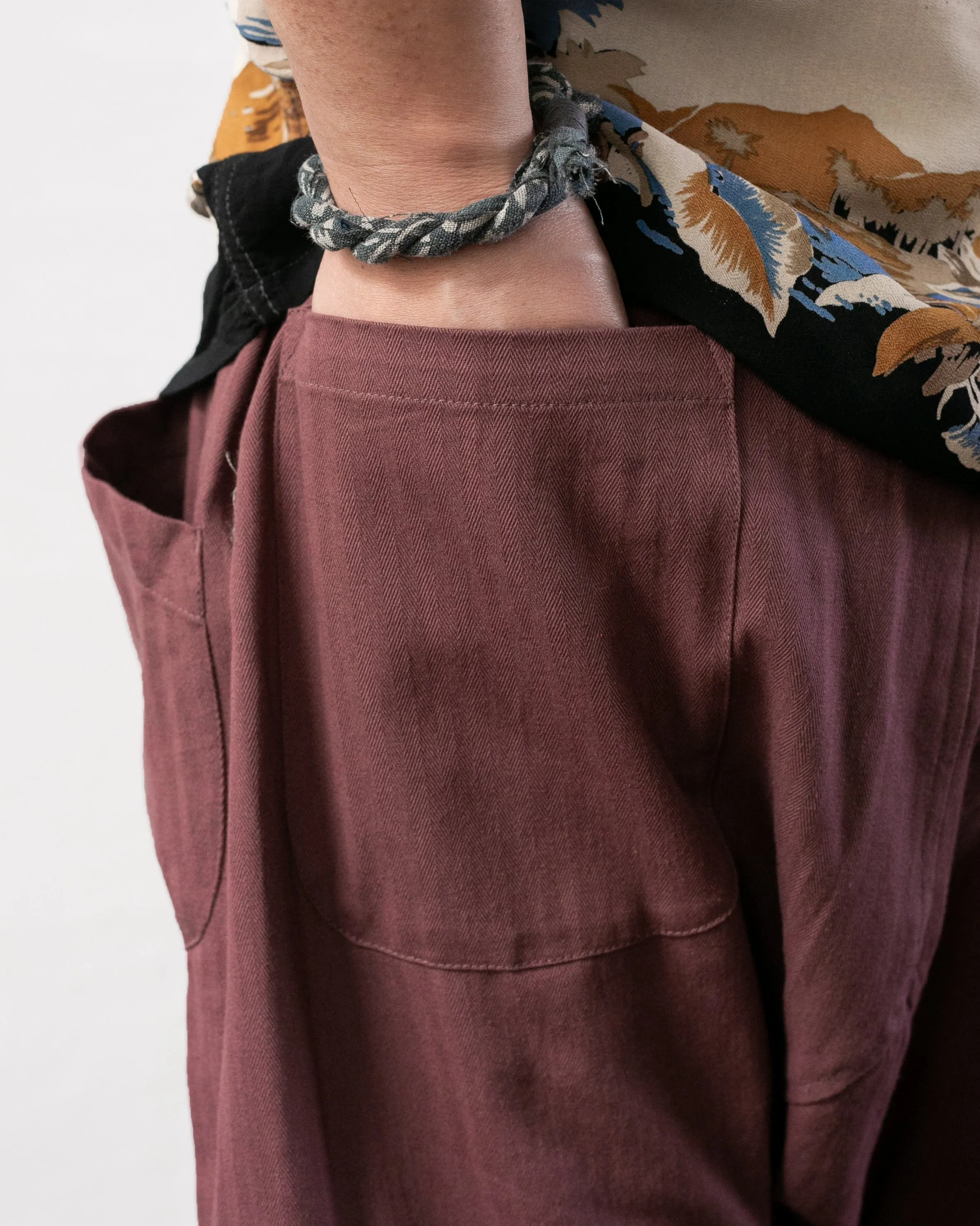 Wa-Modern Momohiki Drawstring Pants- Dark Mauve sold by Kiriko product image thumbnail 4