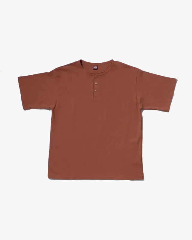 Wa-Modern Henley Tee Dusty Red sold by Kiriko
