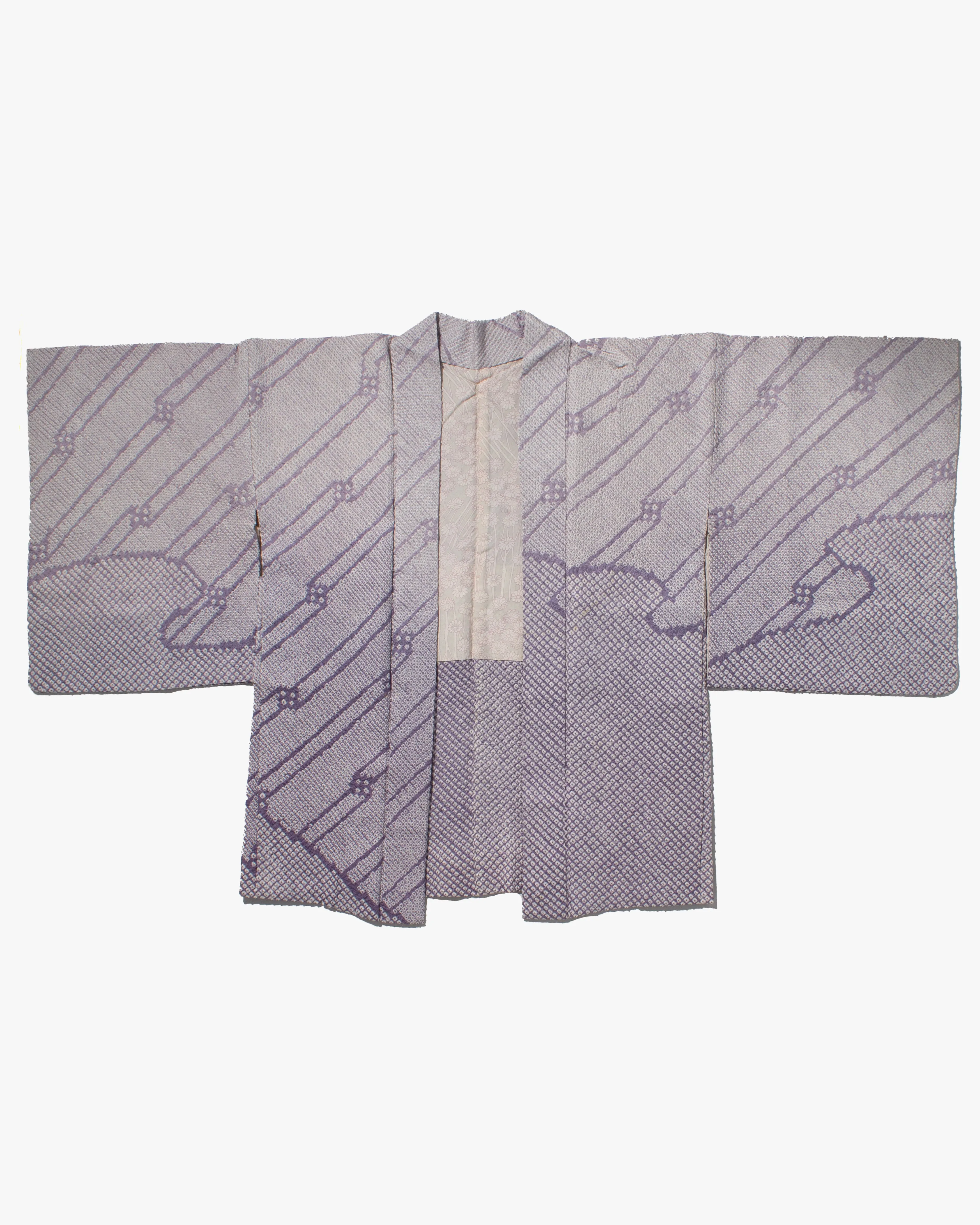 Vintage Haori Jacket, Full Shibori, Lavender Abstract Lines sold by Kiriko