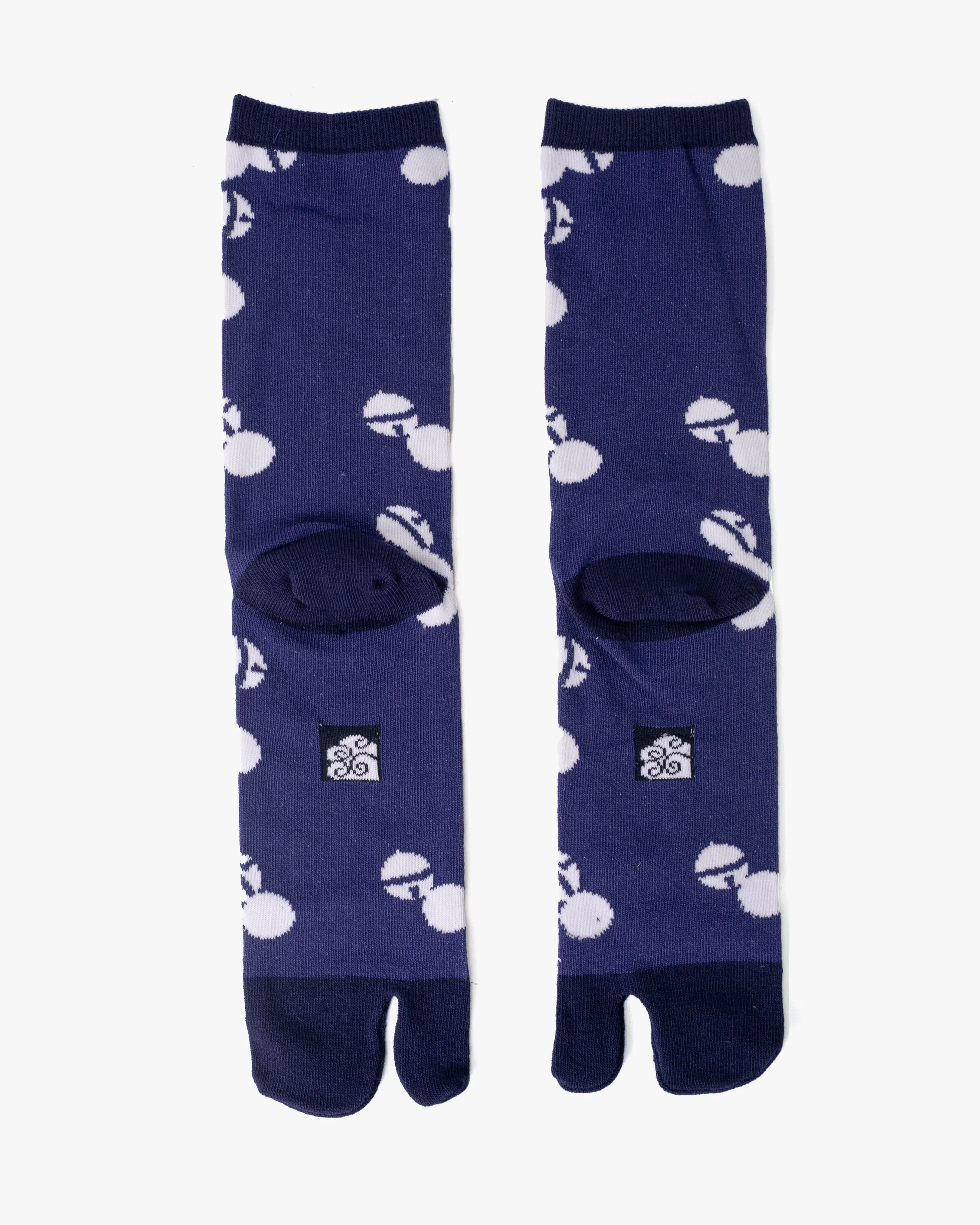Wa Modern, Tabi Socks, Crew, Dark Blue with White Circles and Bells (M/L) sold by Kiriko product image thumbnail 3