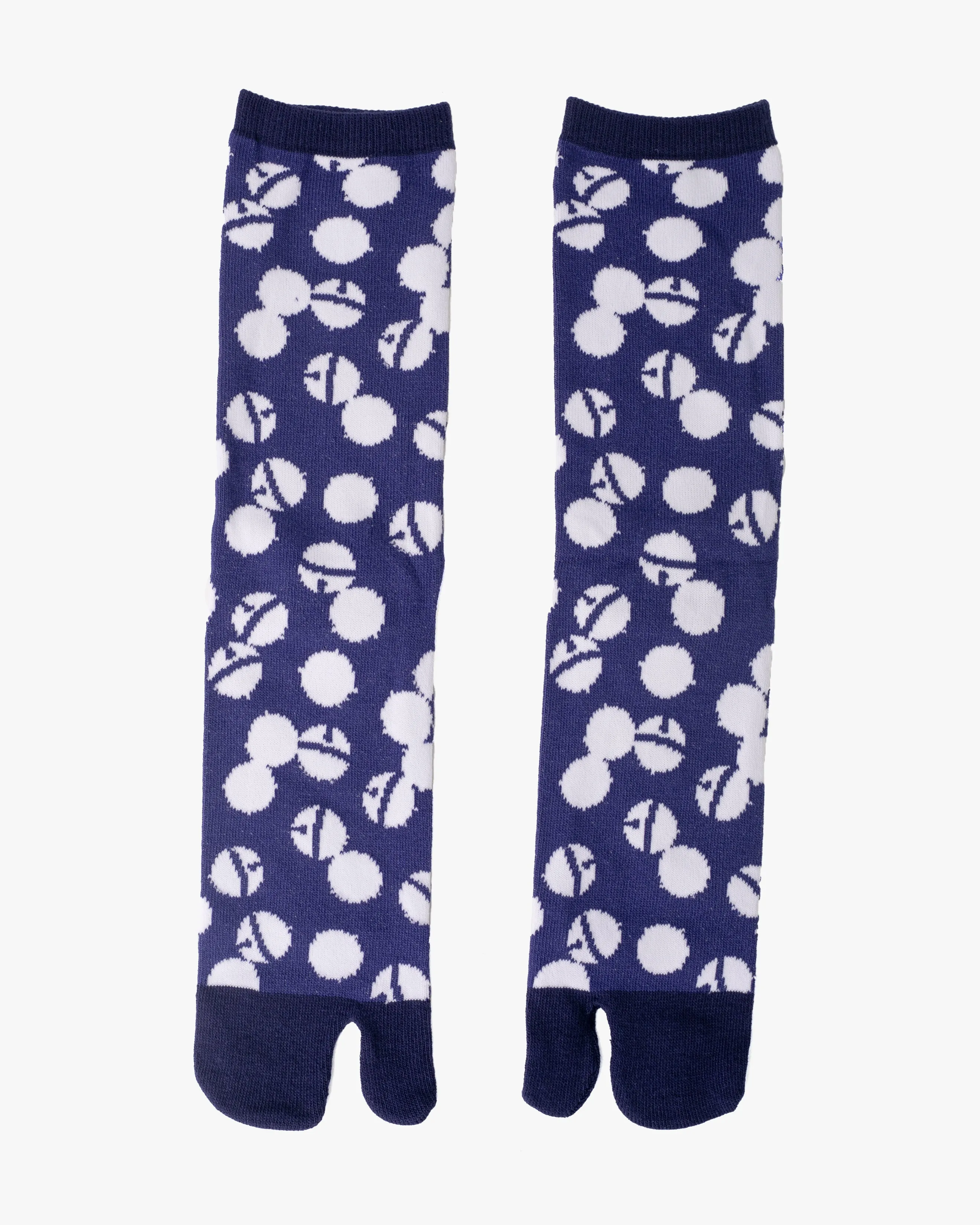 Wa Modern, Tabi Socks, Crew, Dark Blue with White Circles and Bells (M/L) sold by Kiriko product image thumbnail 2