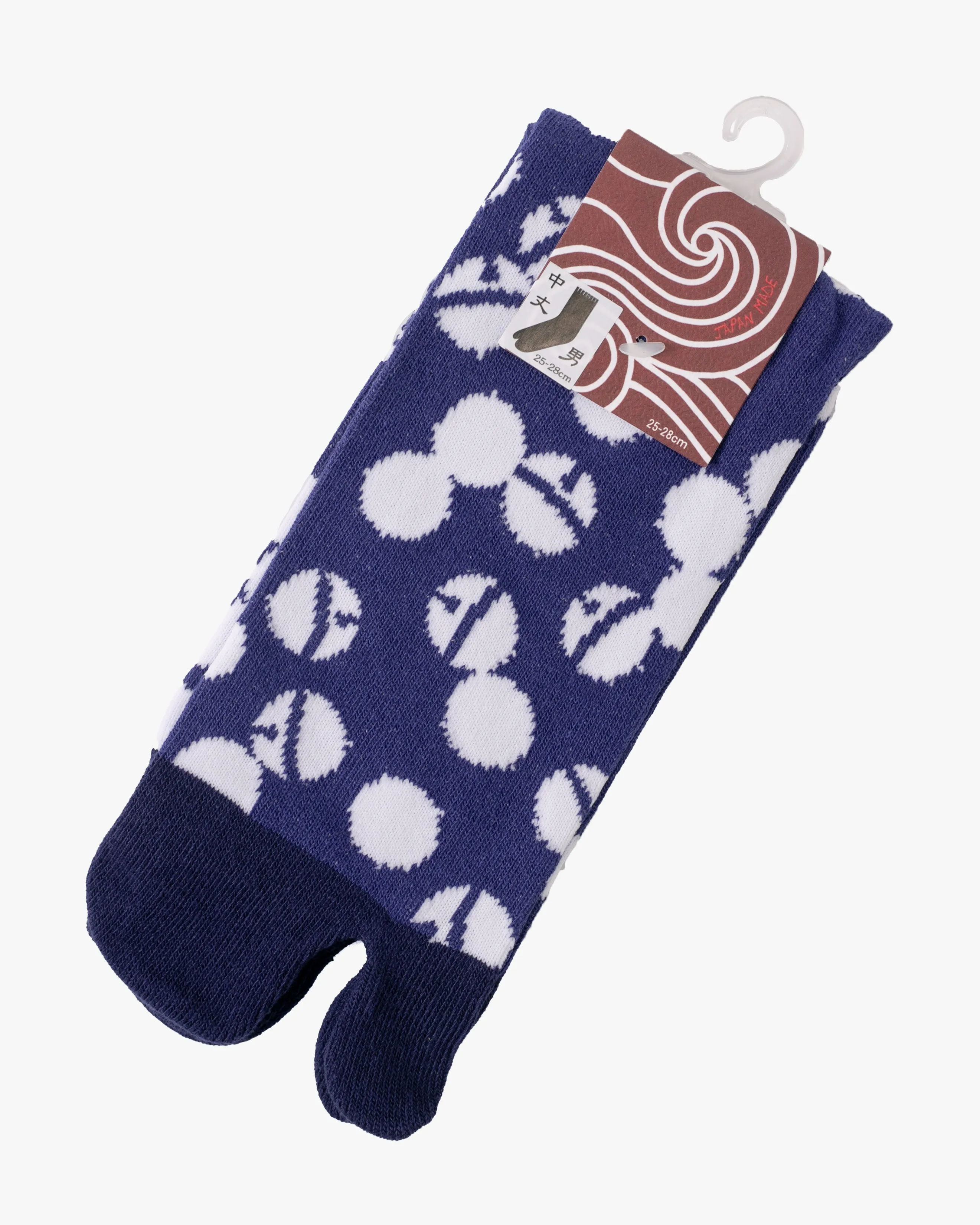 Wa Modern, Tabi Socks, Crew, Dark Blue with White Circles and Bells (M/L) sold by Kiriko