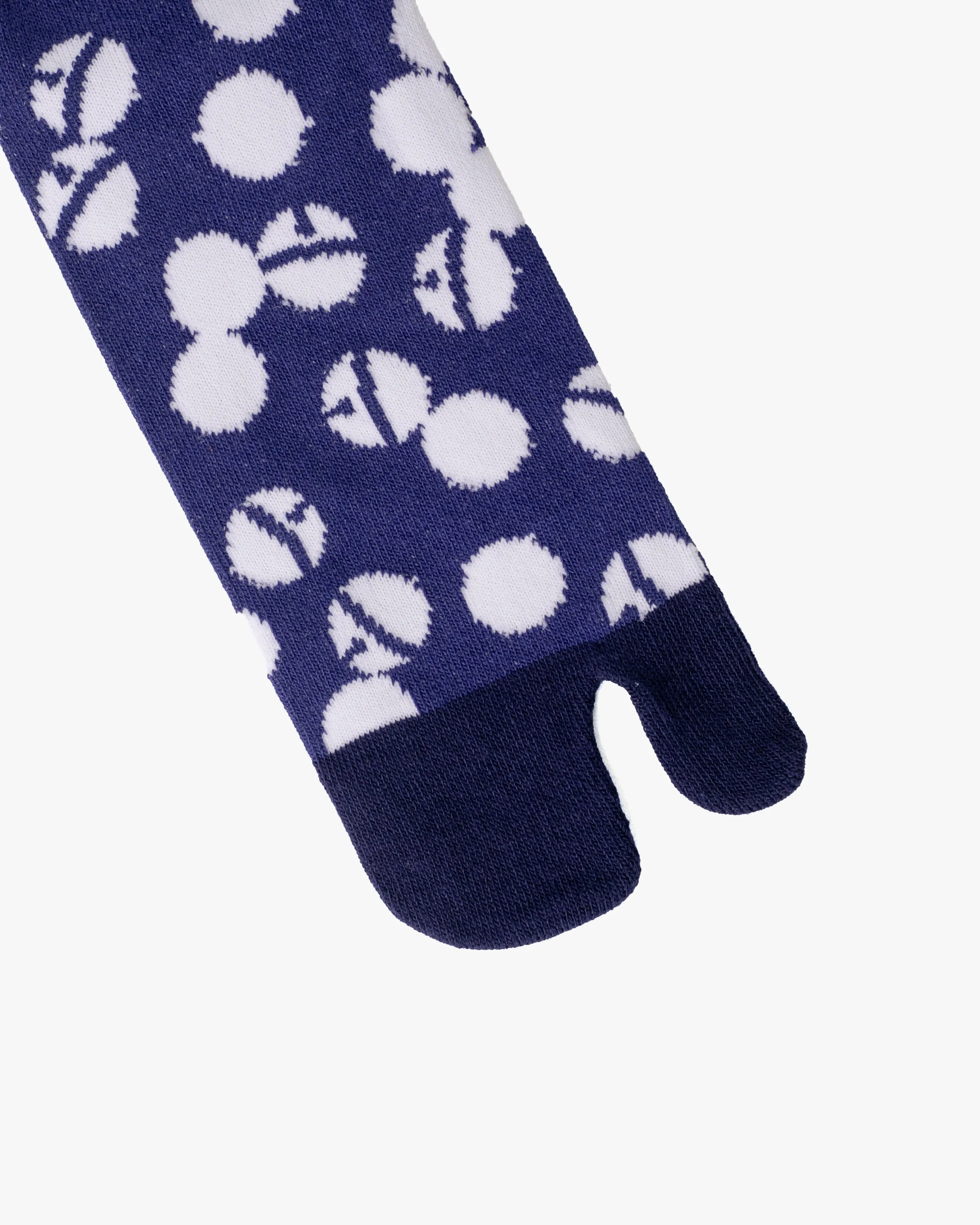 Wa Modern, Tabi Socks, Crew, Dark Blue with White Circles and Bells (M/L) sold by Kiriko product image thumbnail 4