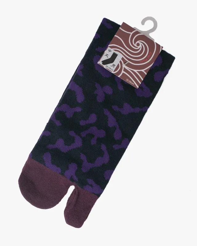 Wa Modern, Tabi Socks, Crew, Black with Purple Hyotan (M/L) sold by Kiriko