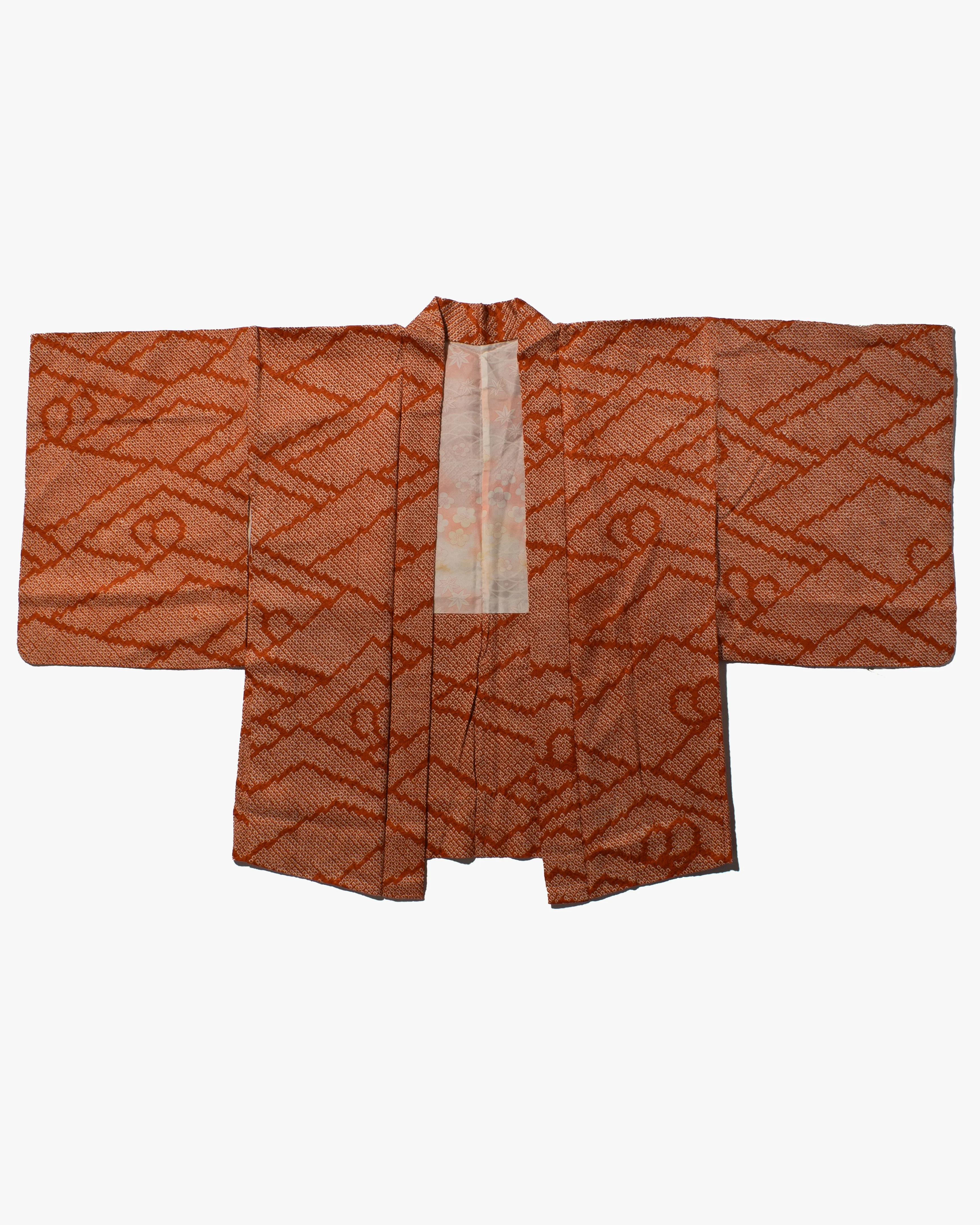 Vintage Haori Jacket, Full Shibori, Burnt Orange with White sold by Kiriko