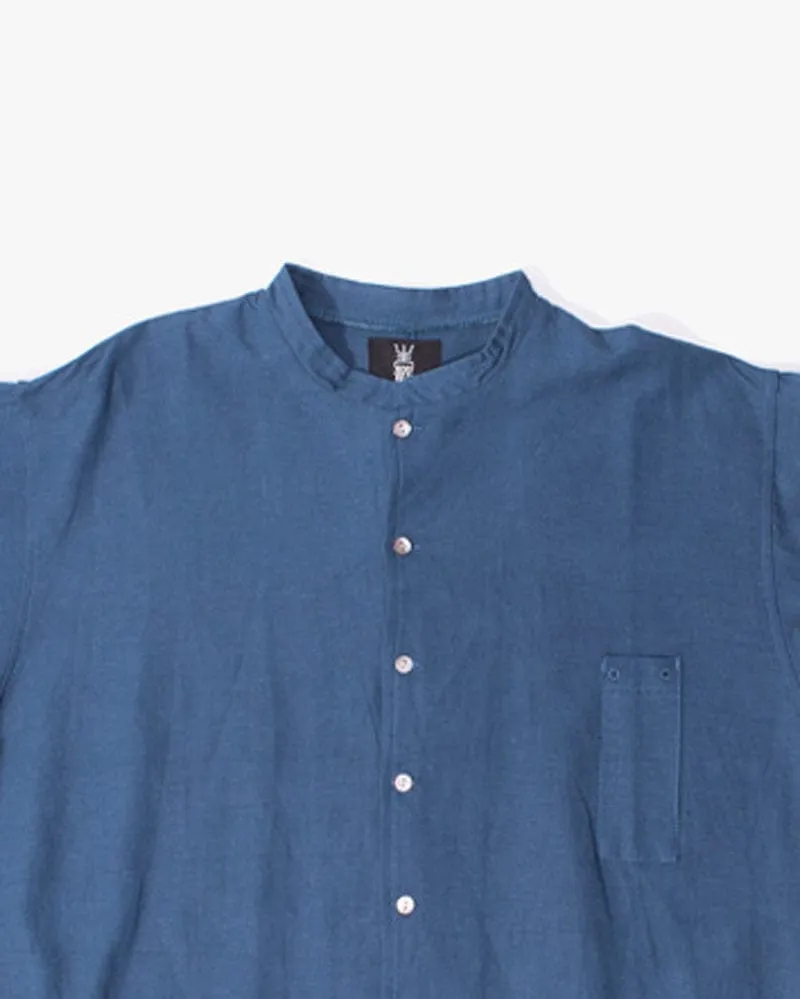 Wa-Modern Shirt, Long Sleeve Button-Up, Mandarin Collar, Teal sold by Kiriko product image thumbnail 5