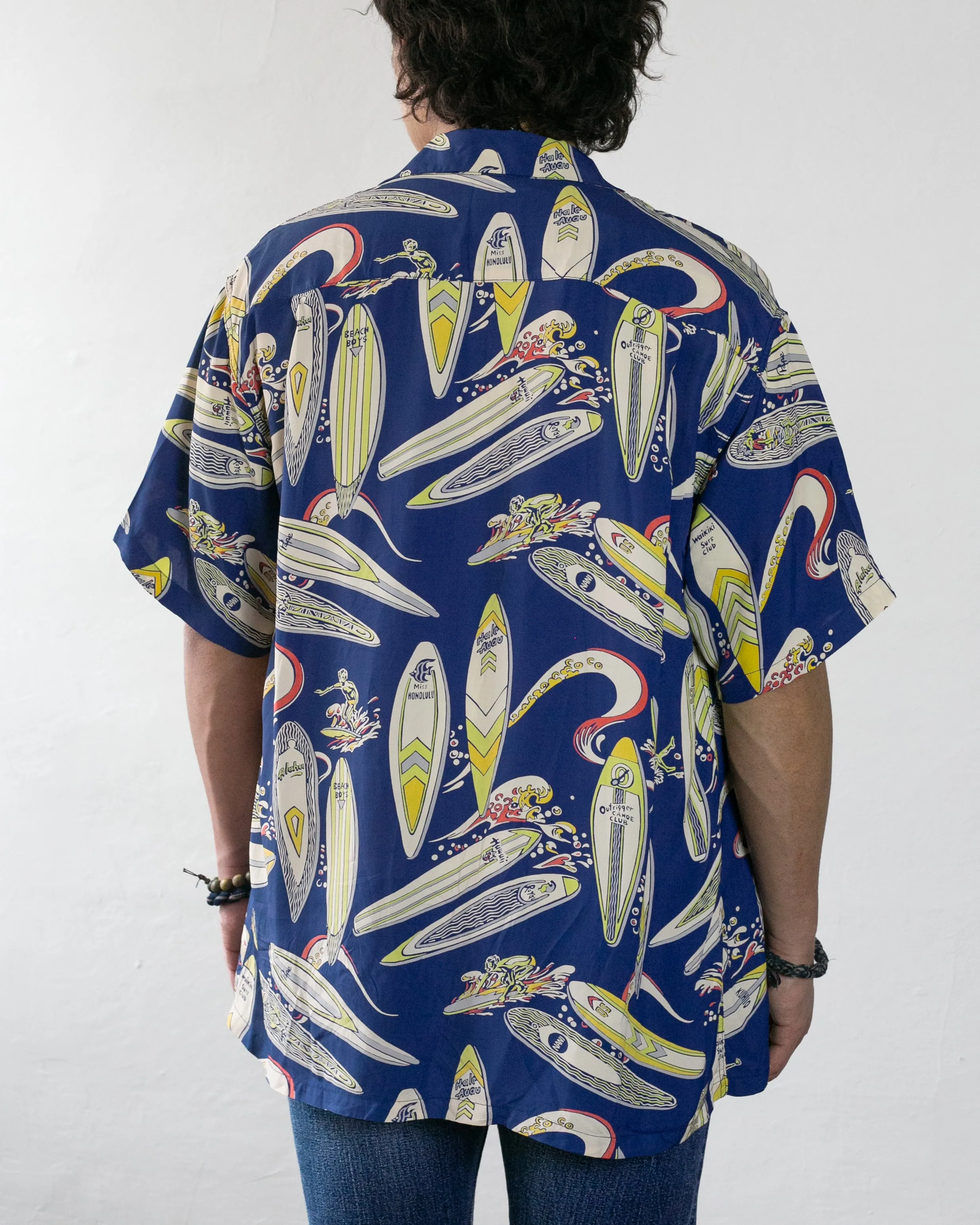 Japanese Repro Shirt, Aloha Short Sleeve, Sun Surf Brand, Royal Blue and Cream/Yellow - L sold by Kiriko product image thumbnail 2