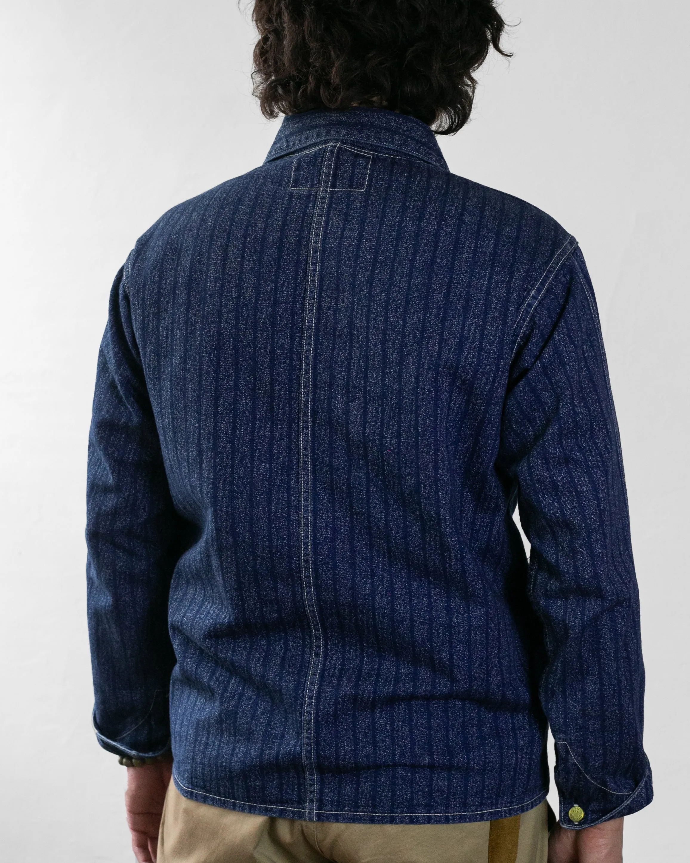 Japanese Repro Denim Coverall Chore Coat, Heller's Cafe Brand, Denim Stripe - 38 sold by Kiriko product image thumbnail 2