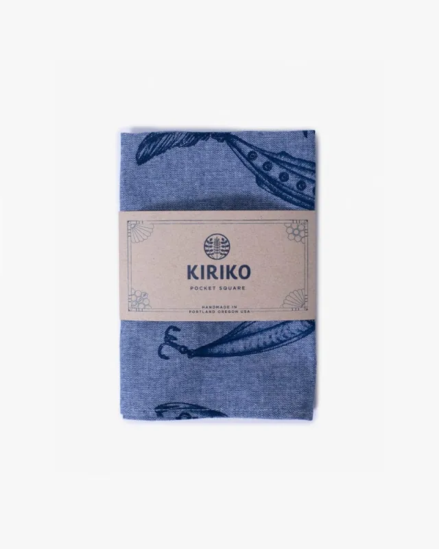 Kiriko Original Pocket Square, Light Blue, Fishhook sold by Kiriko