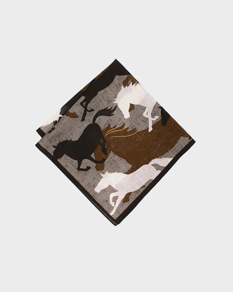 Japanese Handkerchief, Classic, Brown Horses sold by Kiriko