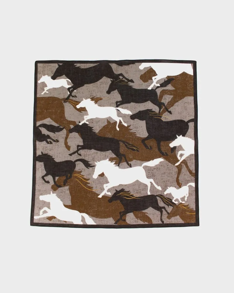 Japanese Handkerchief, Classic, Brown Horses sold by Kiriko product image thumbnail 2