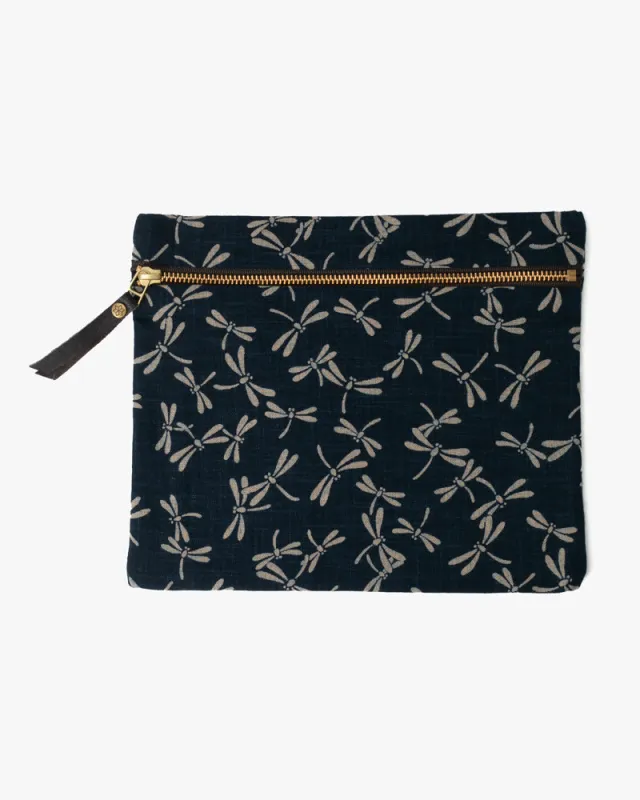 Kiriko Original Flat Medium Zipper Pouch, Indigo Large Tonbo sold by Kiriko