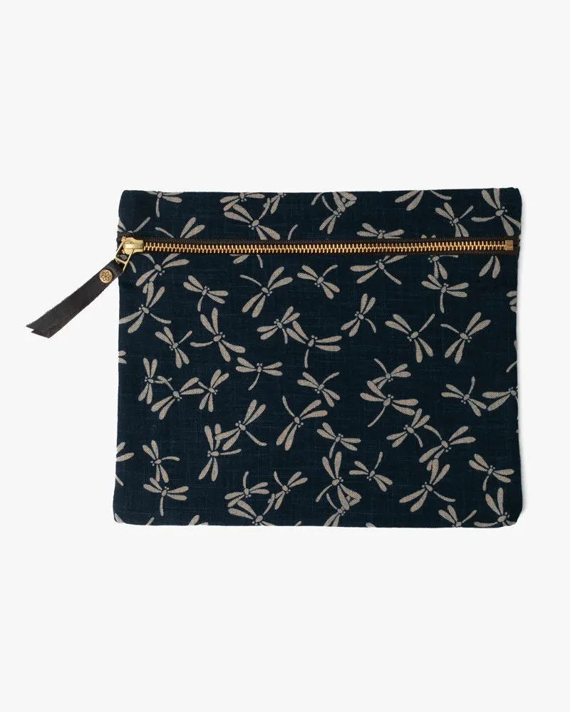 Kiriko Original Flat Medium Zipper Pouch, Indigo Large Tonbo sold by Kiriko