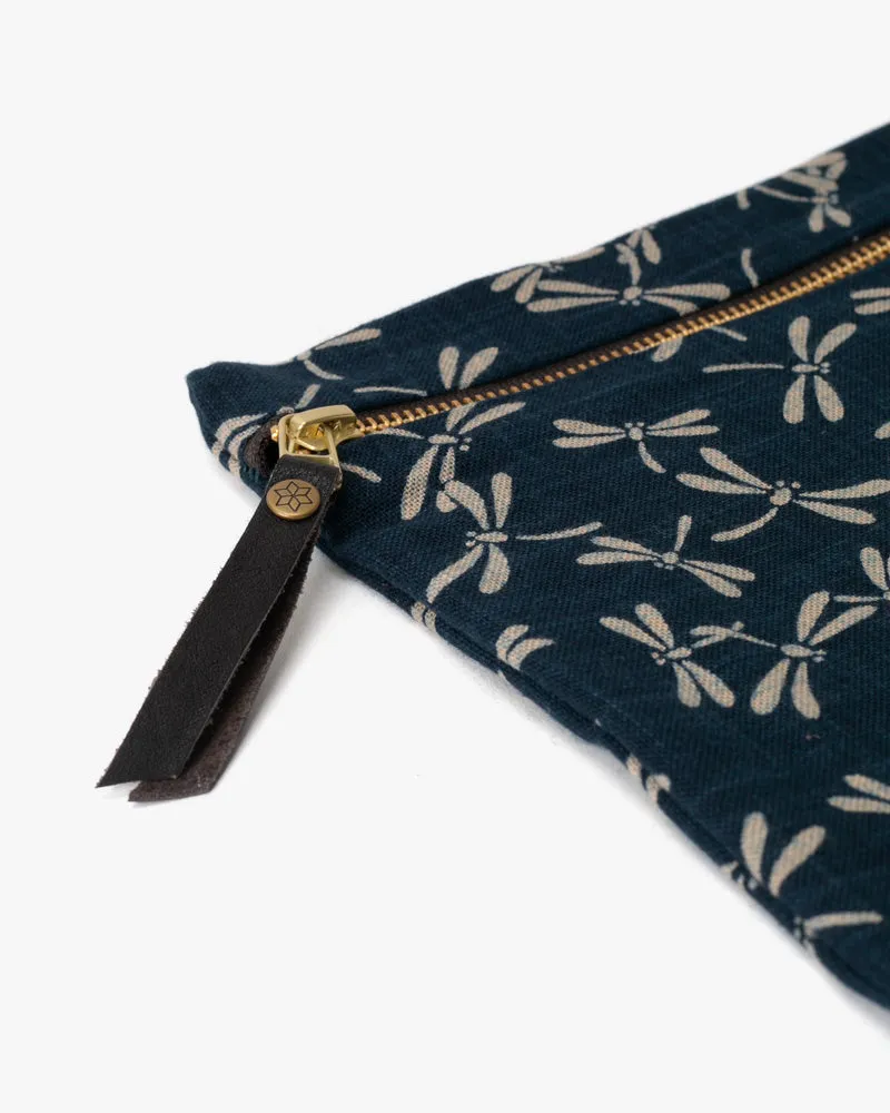 Kiriko Original Flat Medium Zipper Pouch, Indigo Large Tonbo sold by Kiriko product image thumbnail 2