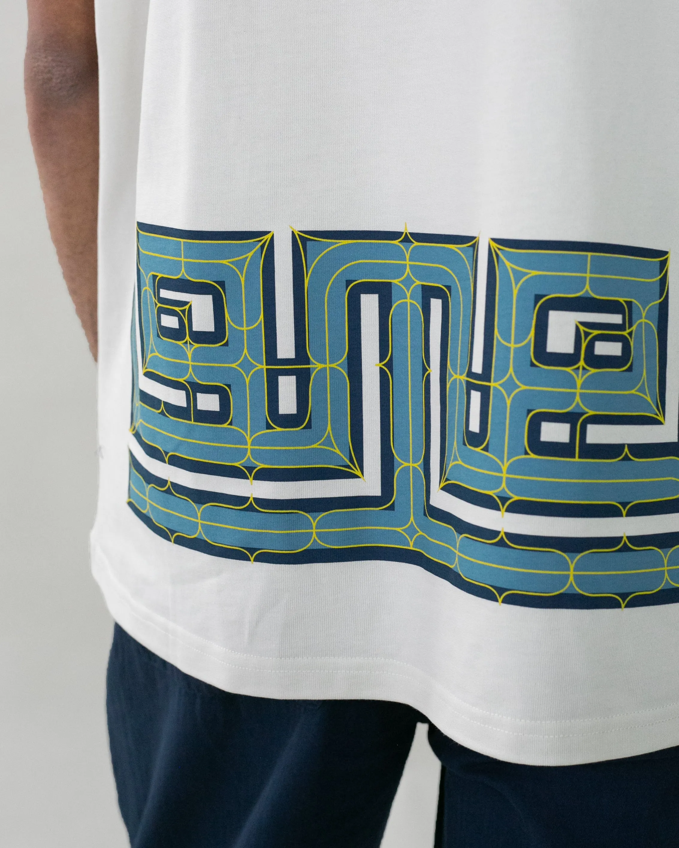 Kiriko Original Ainu Tee, Cream with Indigo, Sky Blue and Gold sold by Kiriko product image thumbnail 4
