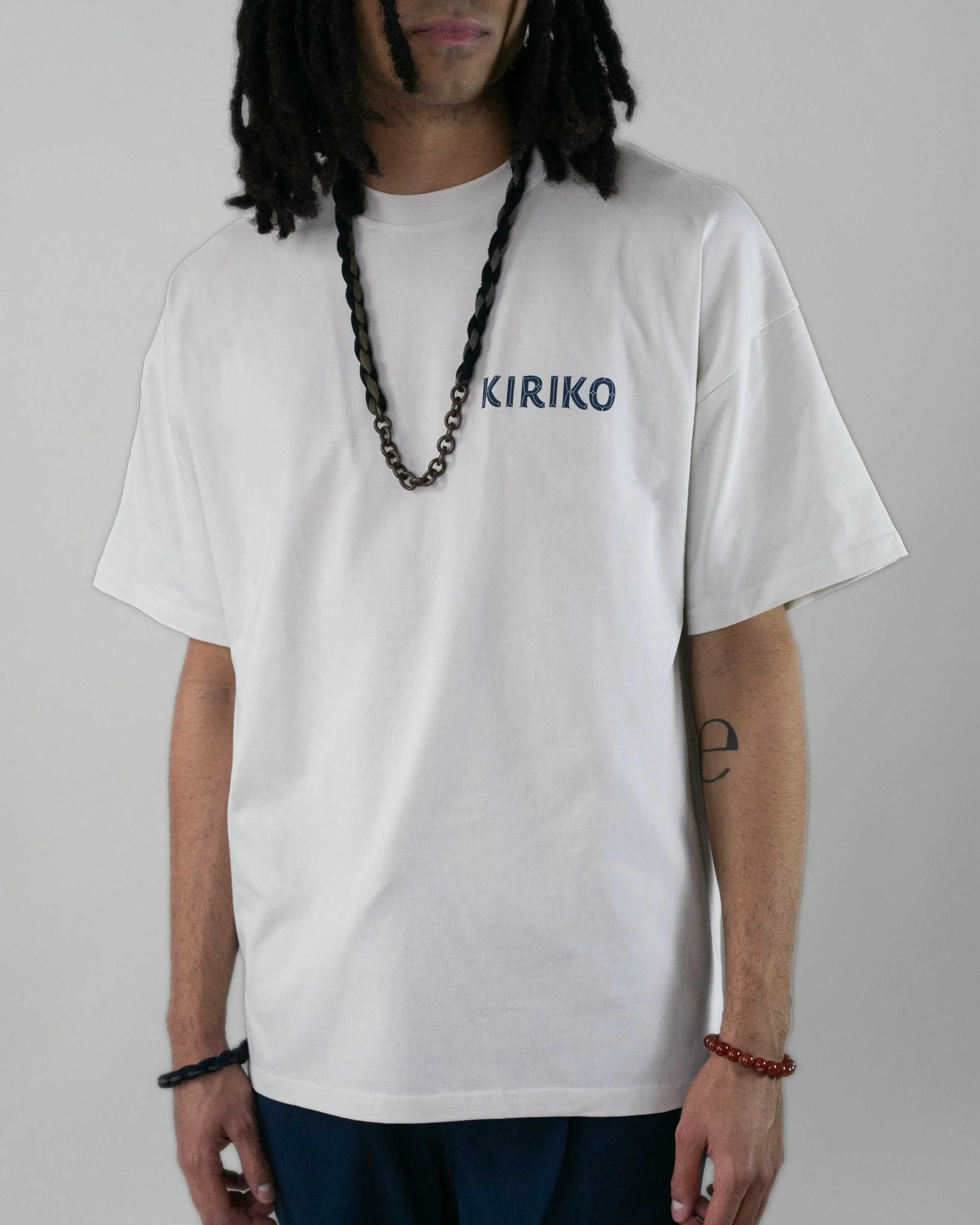 Kiriko Original Ainu Tee, Cream with Indigo, Sky Blue and Gold sold by Kiriko product image thumbnail 2