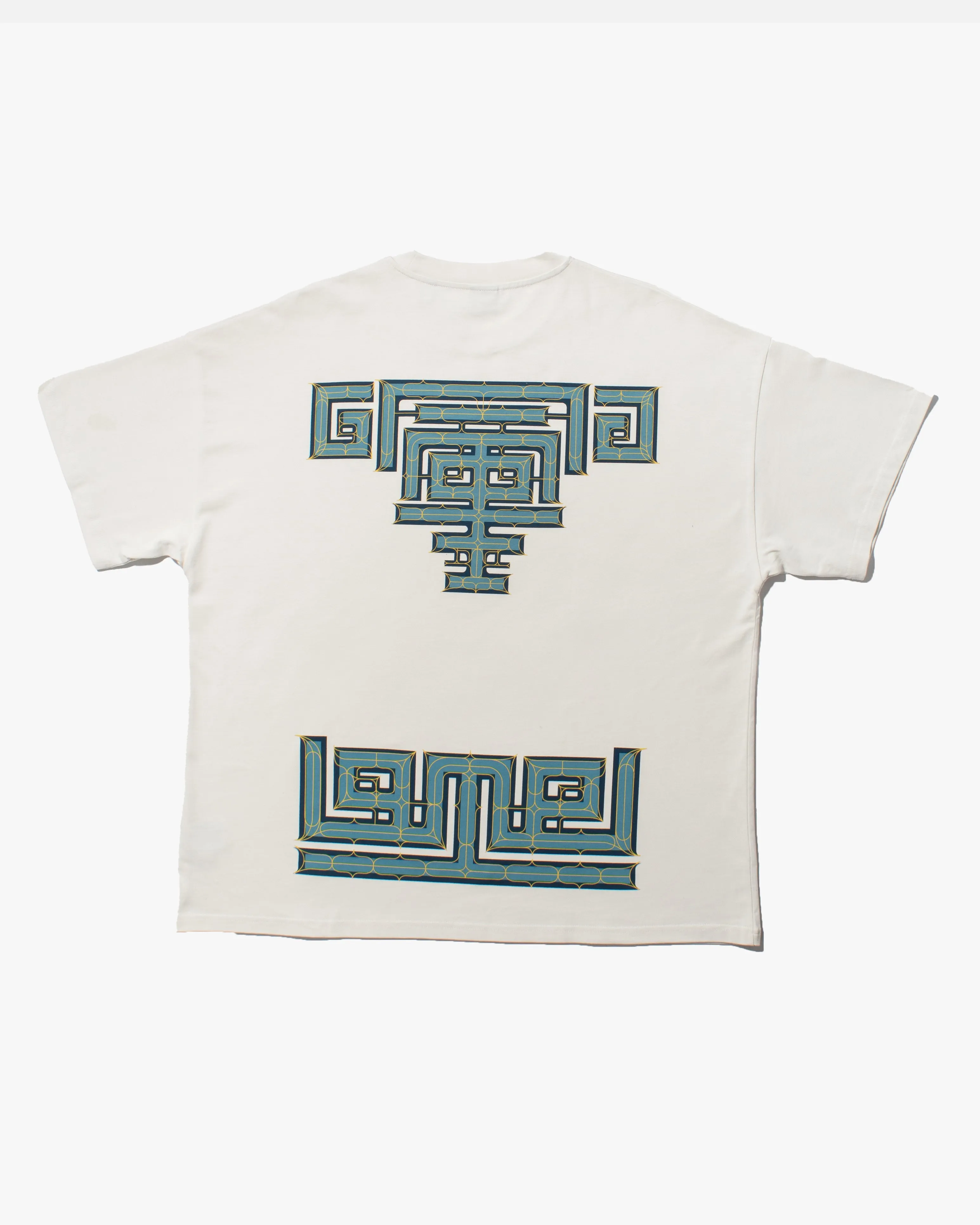 Kiriko Original Ainu Tee, Cream with Indigo, Sky Blue and Gold sold by Kiriko product image thumbnail 5