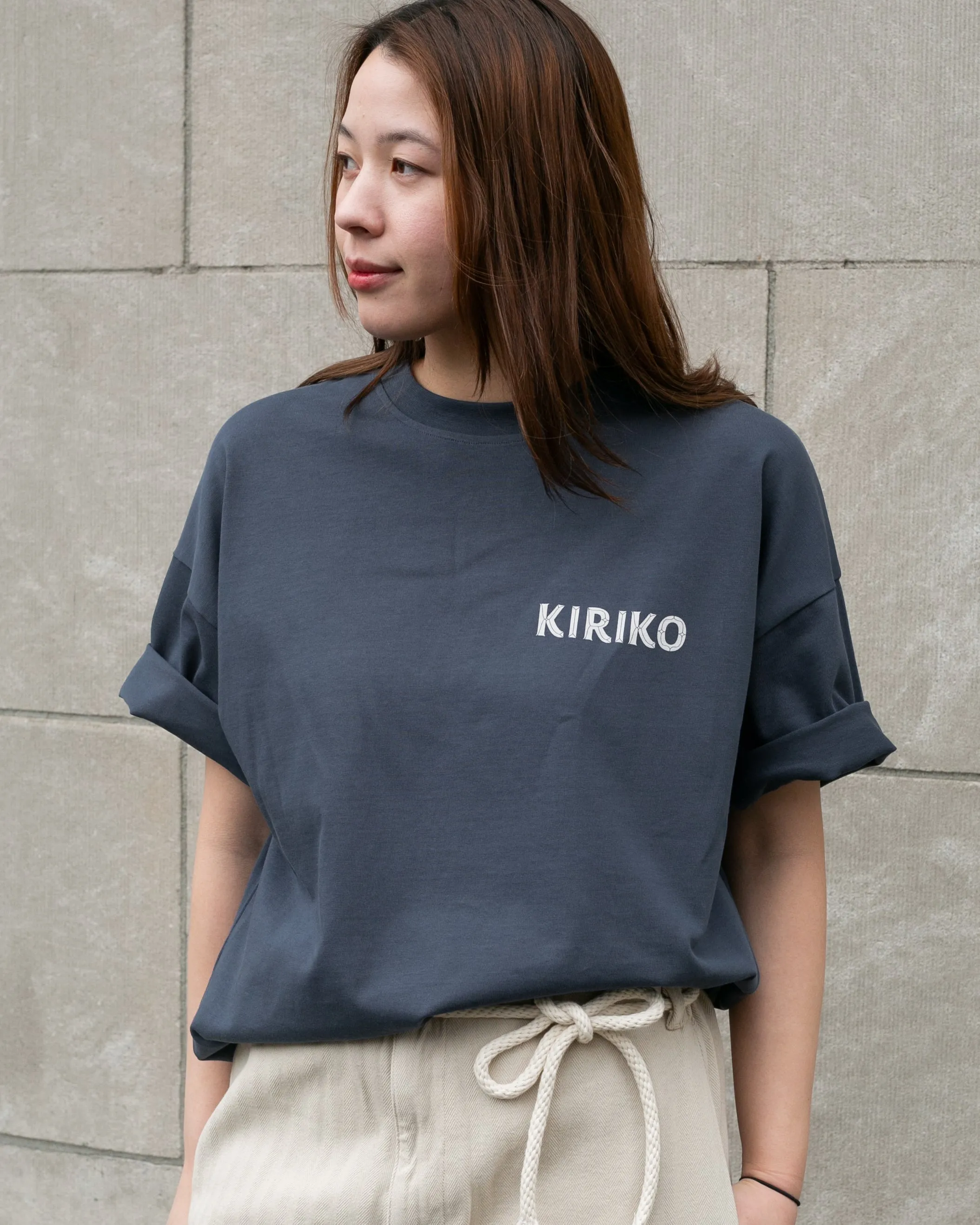 Kiriko Original Ainu Tee, Steel Blue with White, Teal and Gold sold by Kiriko product image thumbnail 2